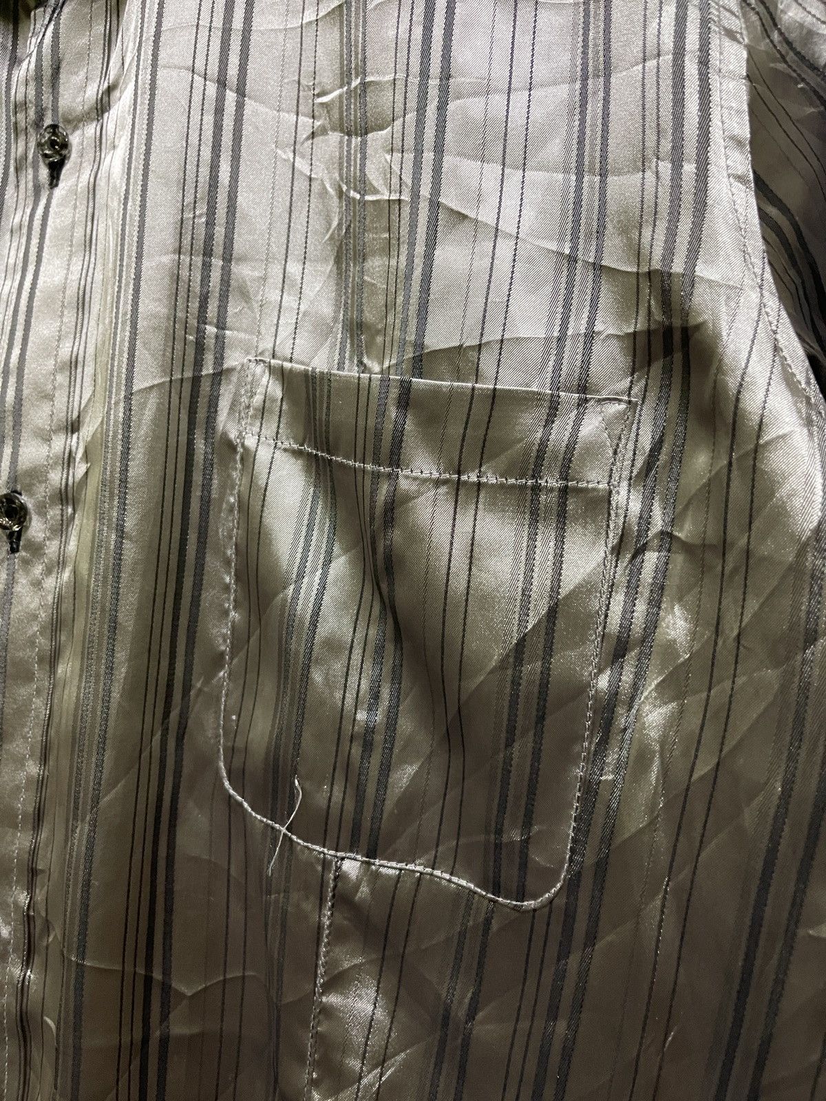 Japanese Brand × semanticdesign Semantic Design Silver Striped Shirt Size US L / EU 52-54 / 3 - 6 Thumbnail