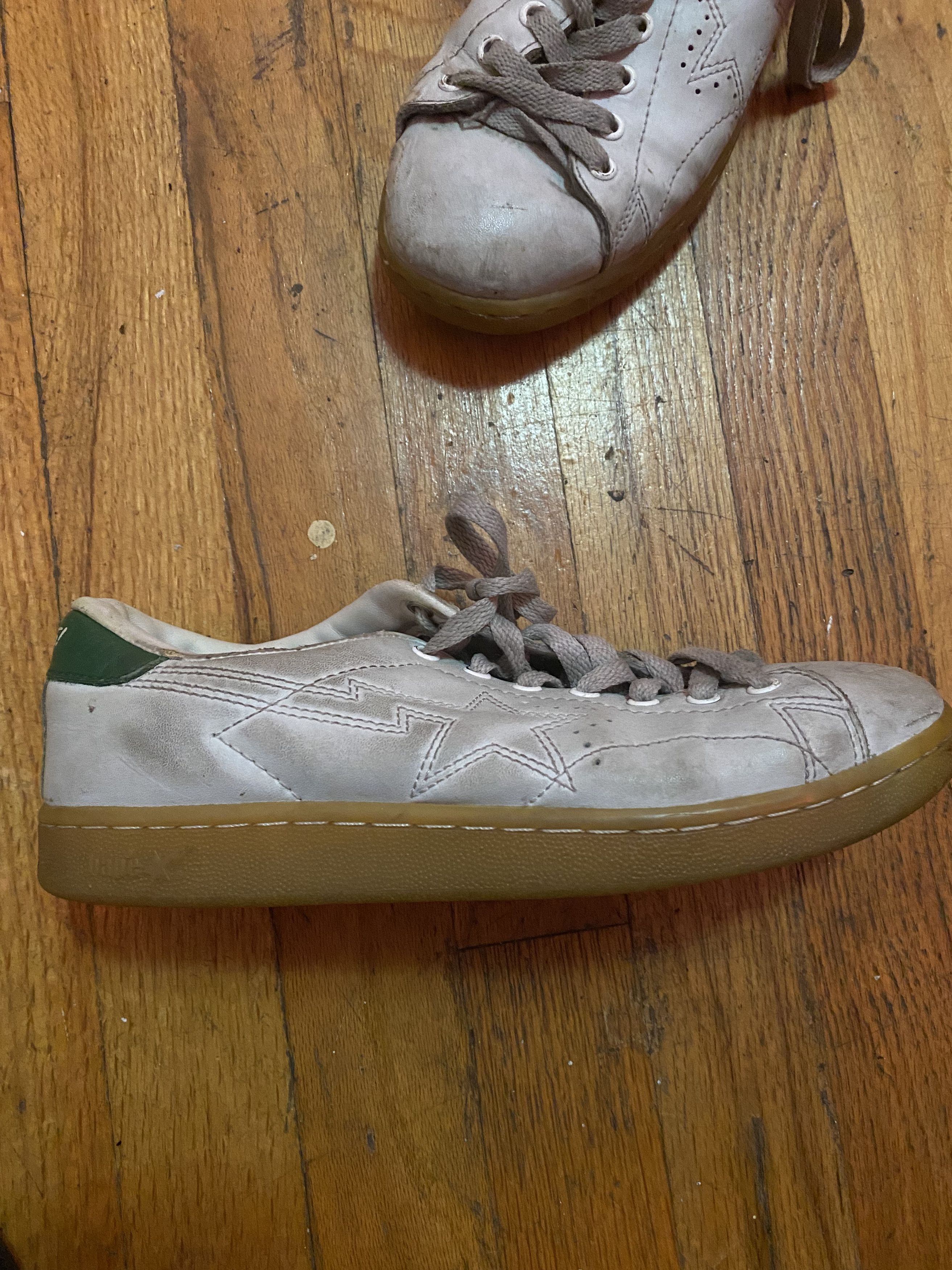 Bape BAPE Low-Top Bapesta Tennis Snkrs ⊛ WTE/GRN LEATHER ⊛ Used Size US 5.5 / IT 35.5 - 3 Thumbnail