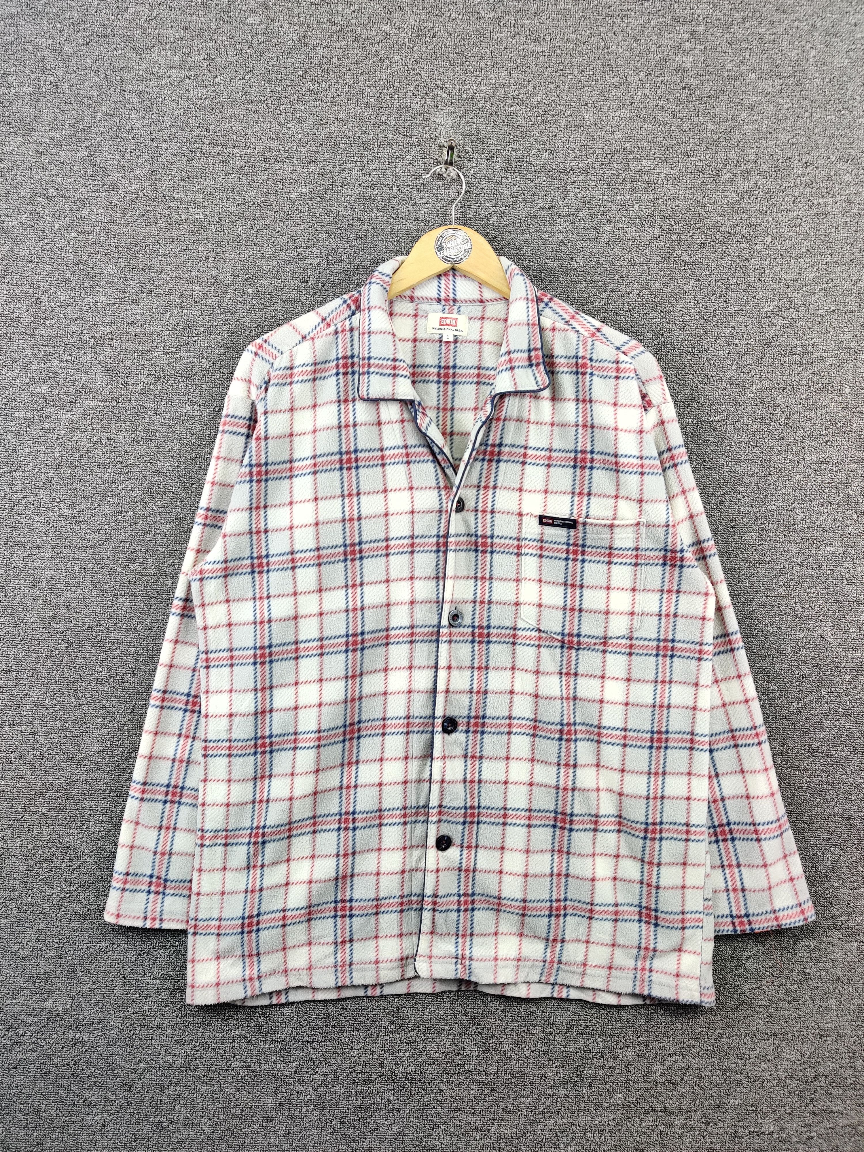 Edwin Vintage Edwin Fleece Flannel Shirt Button Ups Shirt Size US L / EU 52-54 / 3 - 1 Thumbnail