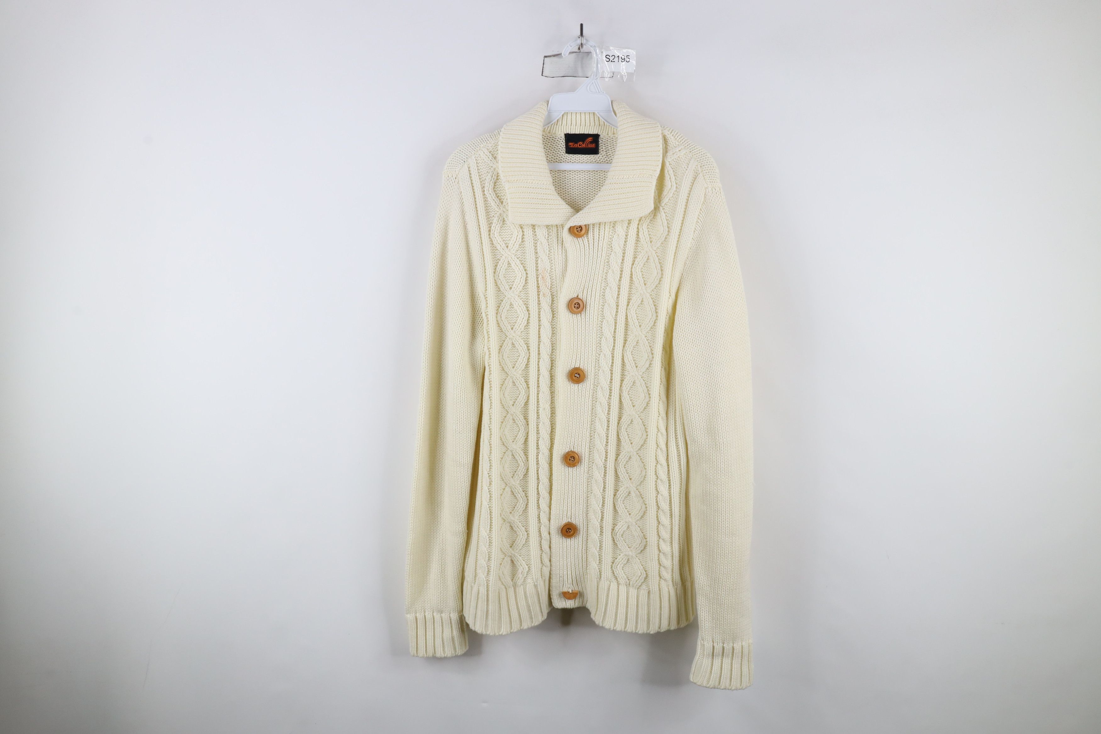 Vintage Vintage 70s Streetwear Cable Knit Fisherman Cardigan Sweater Size US M / EU 48-50 / 2 - 1 Thumbnail