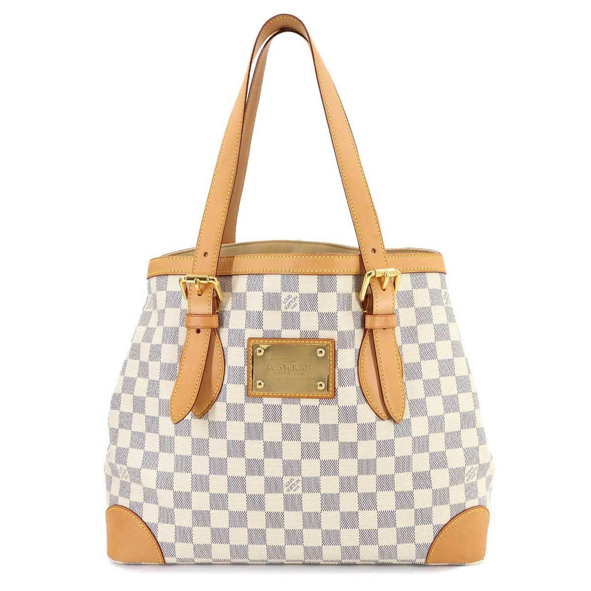 Louis Vuitton Damier Azur Hampstead Mm Tote Bag White N51206, Women's
