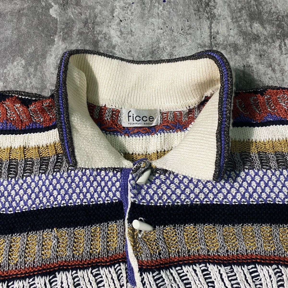 Other Rare Yoshiyuki Konishi Ficce Designer Cnit polo Full Colour Size US L / EU 52-54 / 3 - 3 Thumbnail