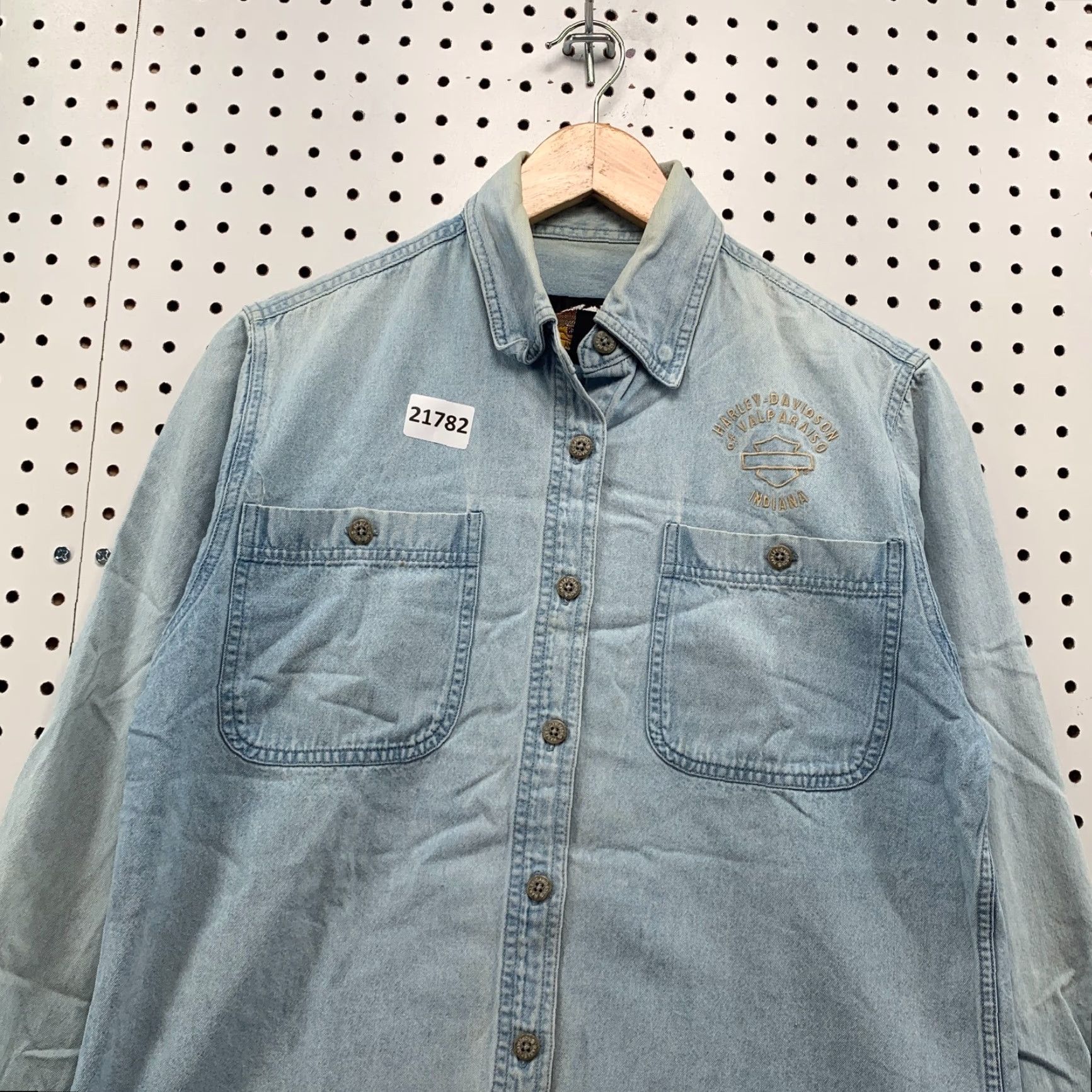 Harley Davidson VINTAGE Harley-Davidson Button-Up Shirt Denim Blue Adult Small Embroidered Motorcycle 90s Mens Size US S / EU 44-46 / 1 - 6 Thumbnail