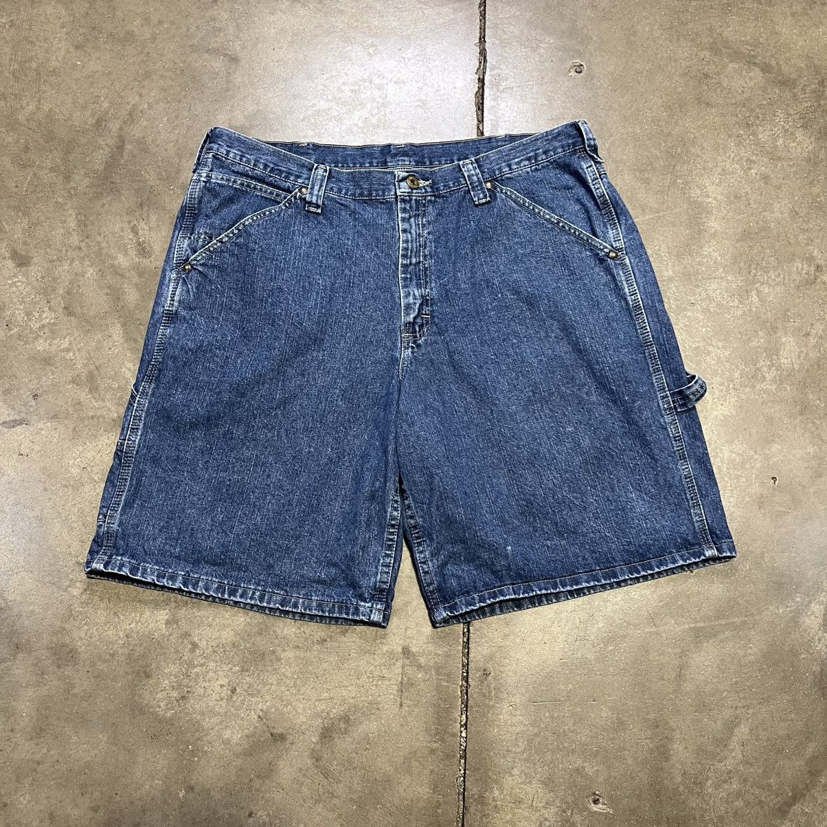 Lee × Vintage Vintage Lee Dungarees Baggy Denim Shorts Skater Wide Leg Y2K Size US 36 / EU 52 - 6 Thumbnail