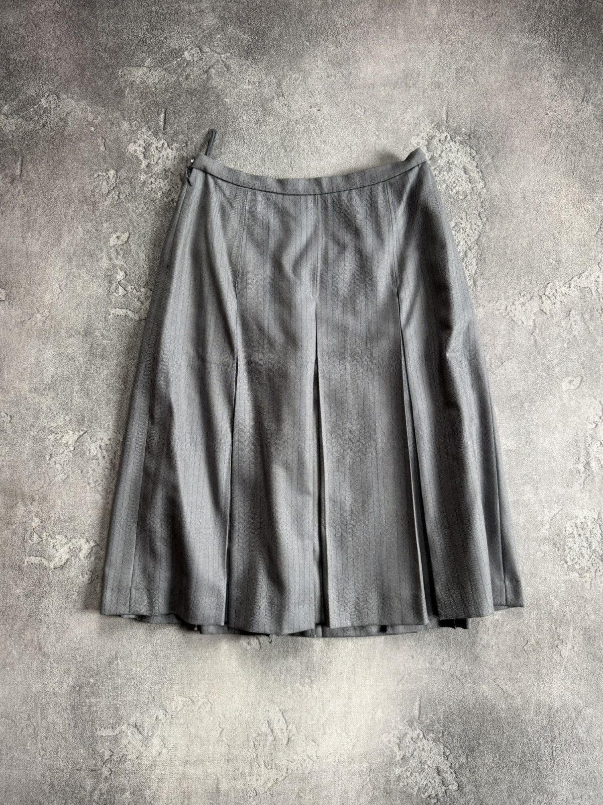 Burberry Vintage Burberrys London Wool Pleated Maxi Zip Skirt 90s Size 32" / US 10 / IT 46 - 1 Thumbnail