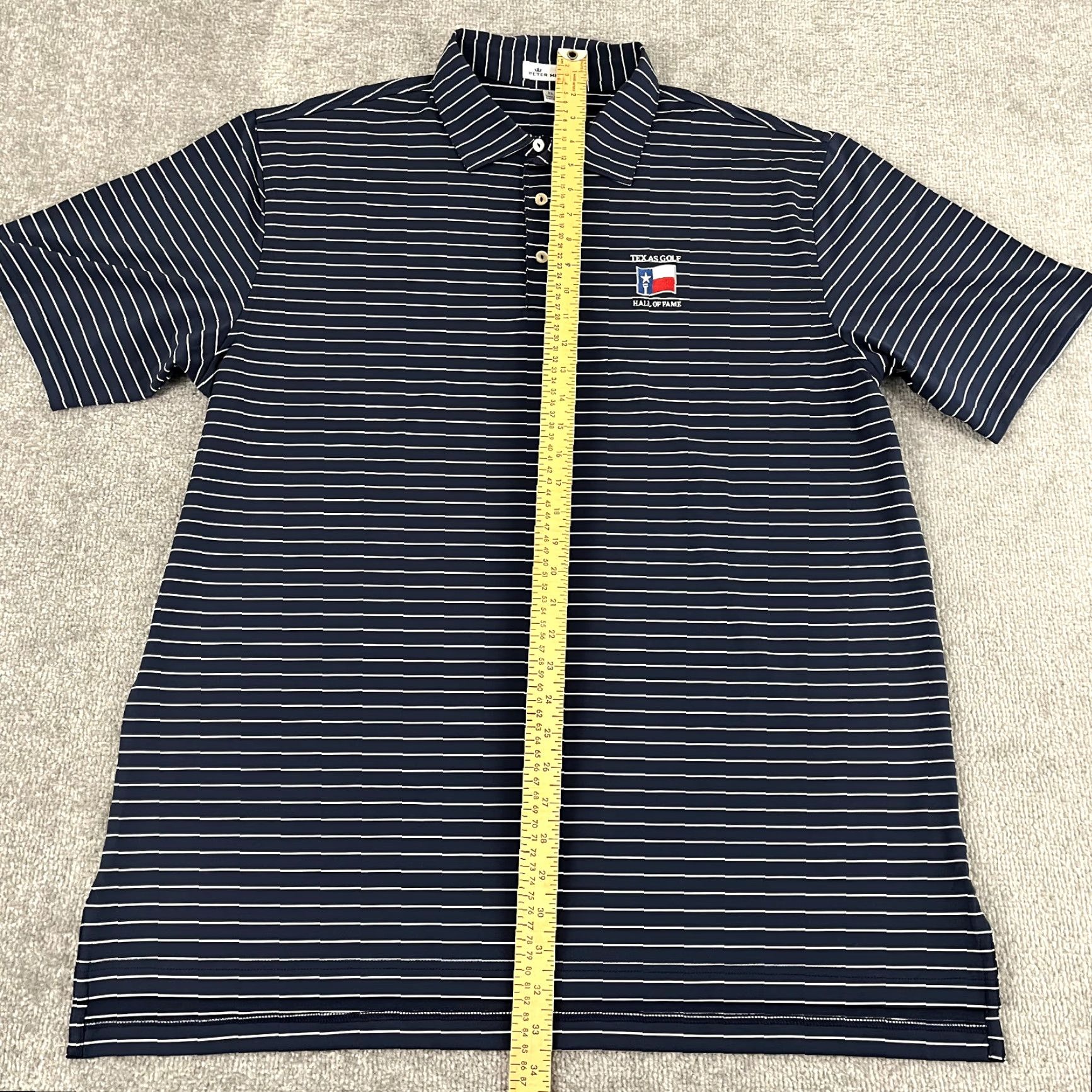 Peter Millar PETER MILLAR Polo Shirt Mens XL Blue White Striped Texas Golf Hall of Fame HOF Pol o Shirt? Size US XL / EU 56 / 4 - 4 Thumbnail