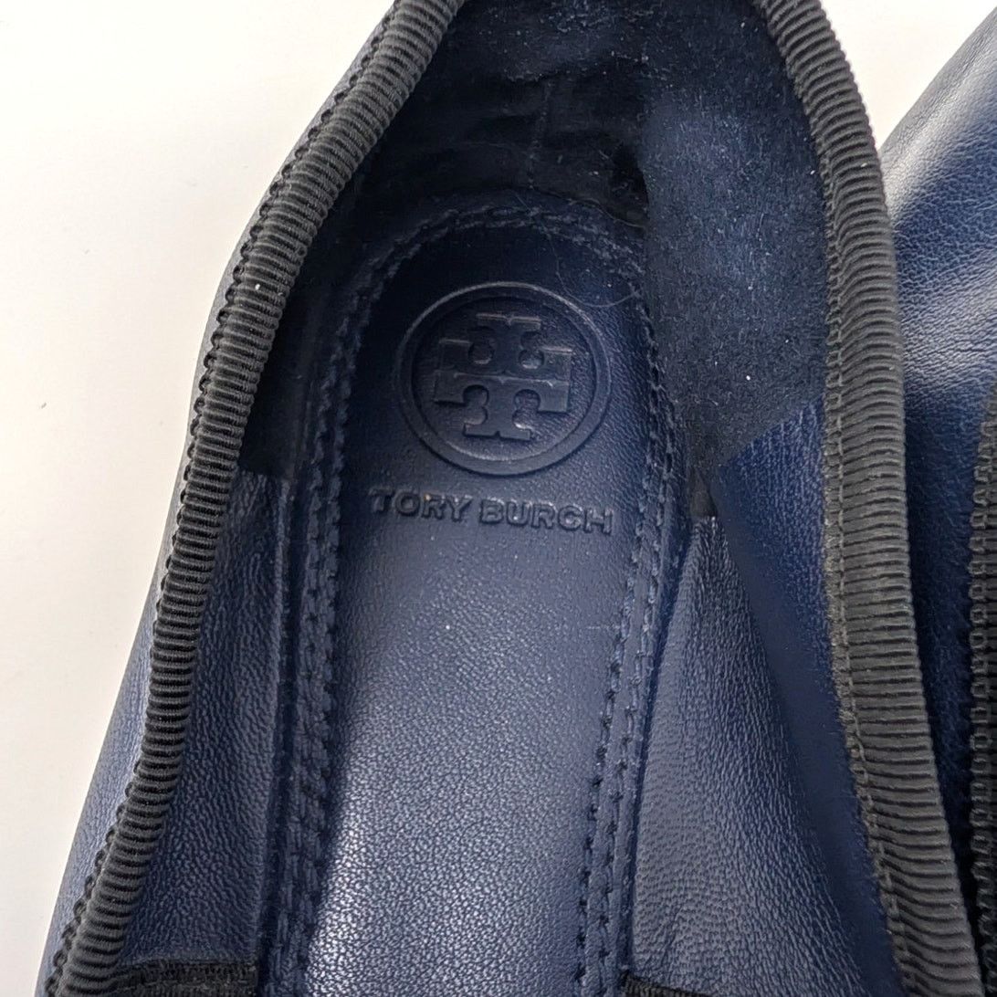 Tory Burch Tory Burch Blue Leather Mary Jane Flats Gold Logo 8.5 Size US 8.5 / IT 38.5 - 9 Thumbnail