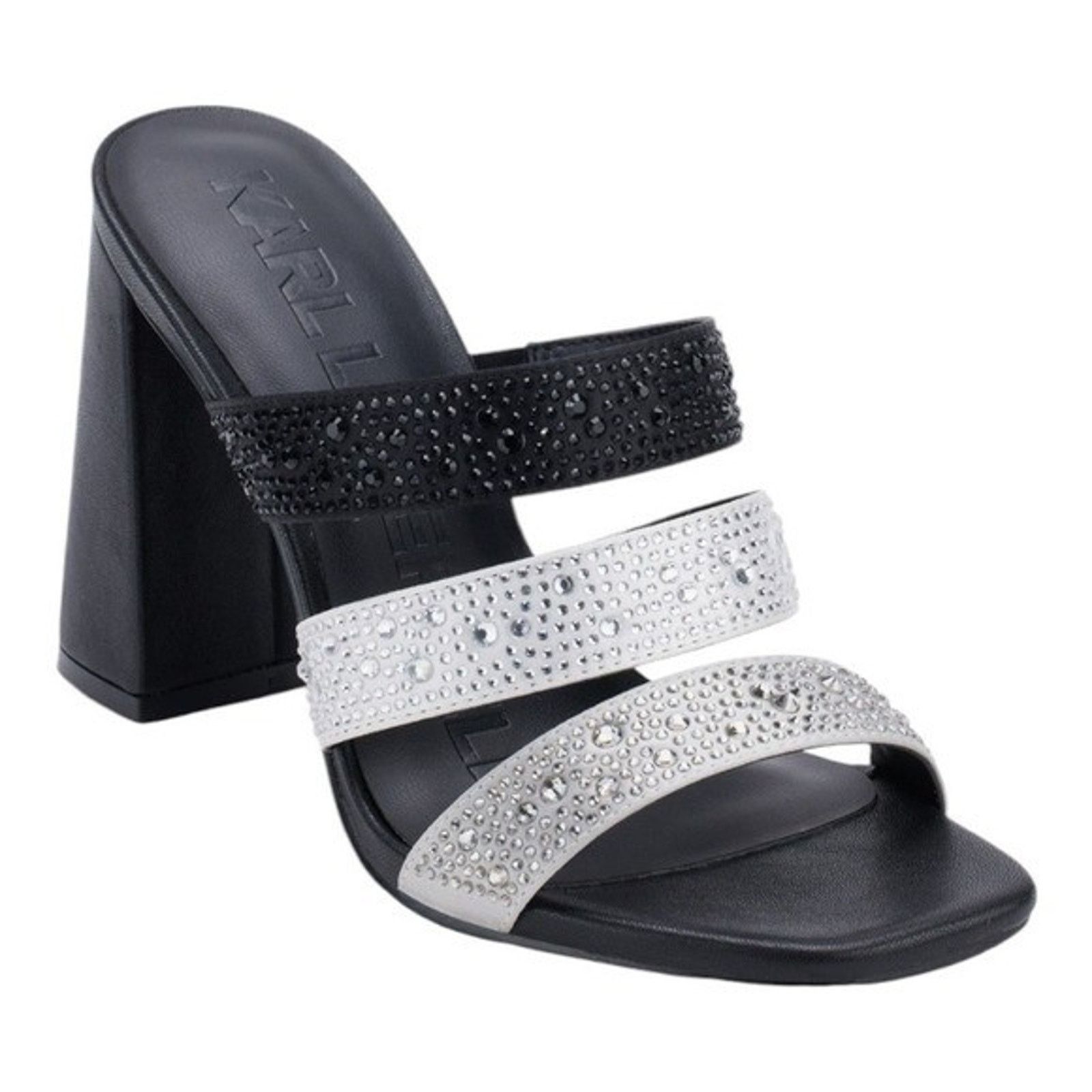Karl Lagerfeld Karl Lagerfeld Black Rhinestone Block Heel Sandals Size 6 Size US 6 / IT 36 - 1 Thumbnail