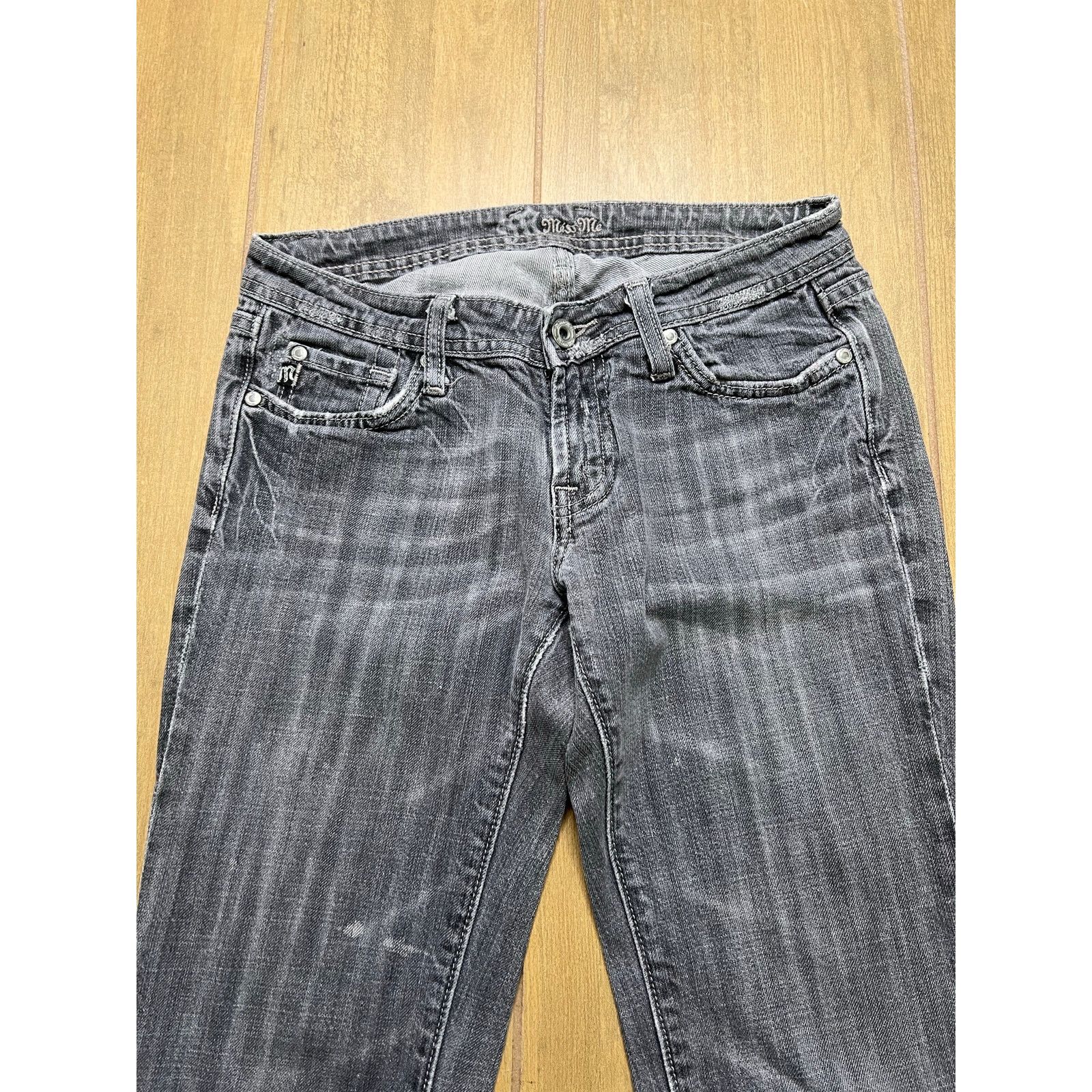 Miss Me MISS ME SKINNY GRAY JEANS RHINESTONE SZ 28 Y2K LOW RISE Size 28" / US 6 / IT 42 - 3 Thumbnail