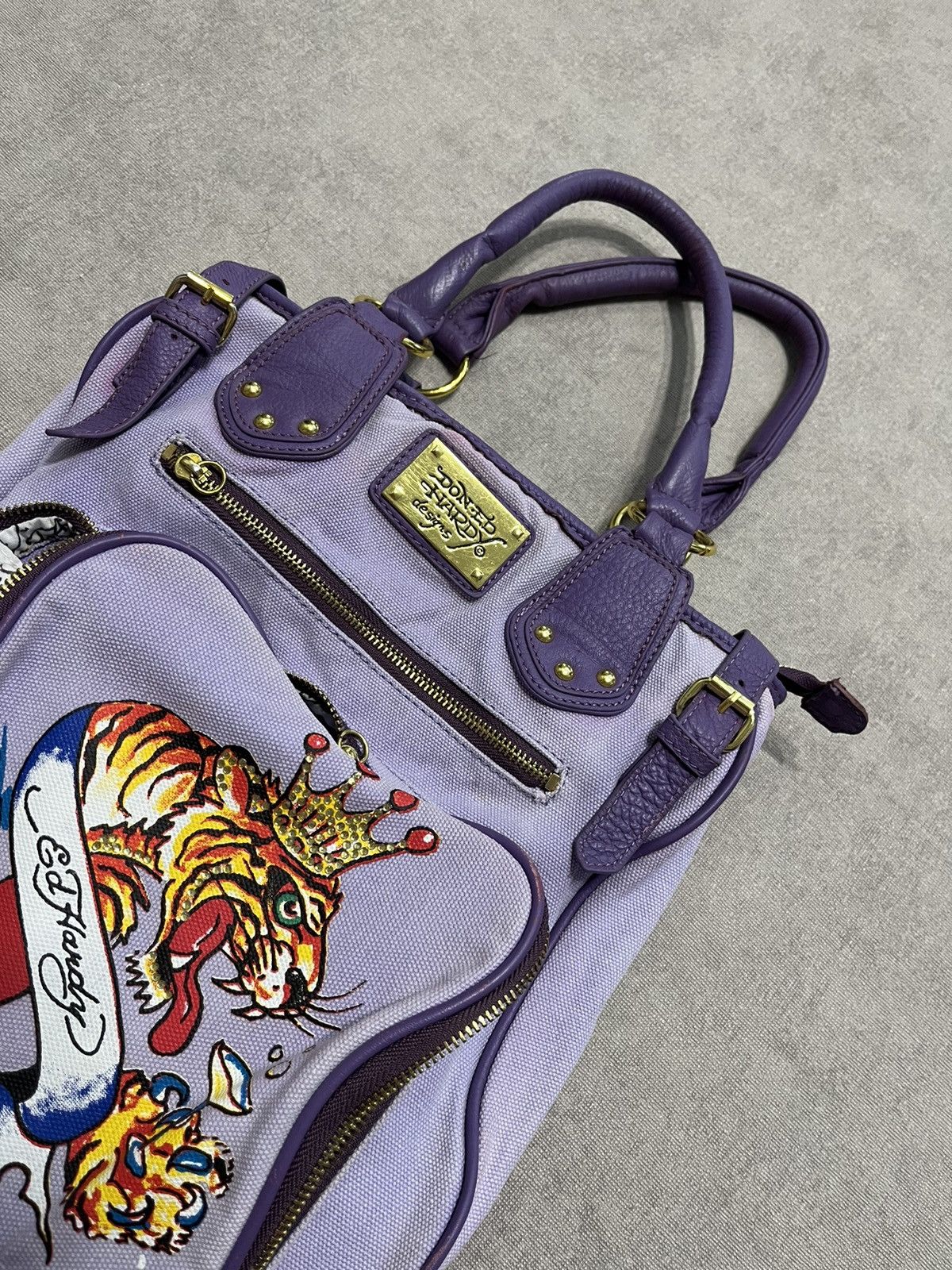 Ed Hardy Don ed hardy Womens Bag Large Handle Leather Vintage Print Size ONE SIZE - 3 Thumbnail