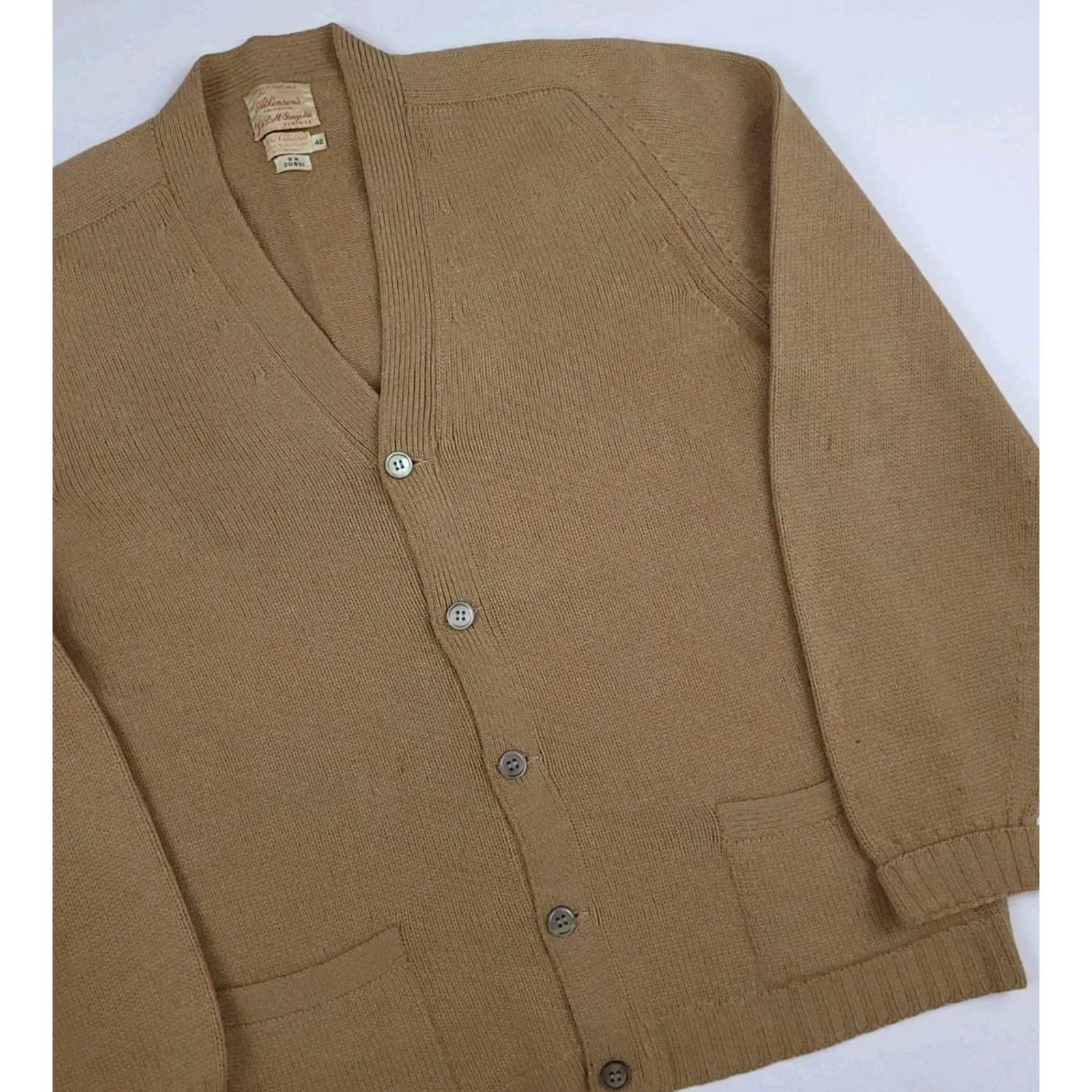 Camel Vintage Atkinsons Cardigan Sweater 100% Camel Hair Knit 40s 50s Scotland Worn Size US S / EU 44-46 / 1 - 2 Thumbnail