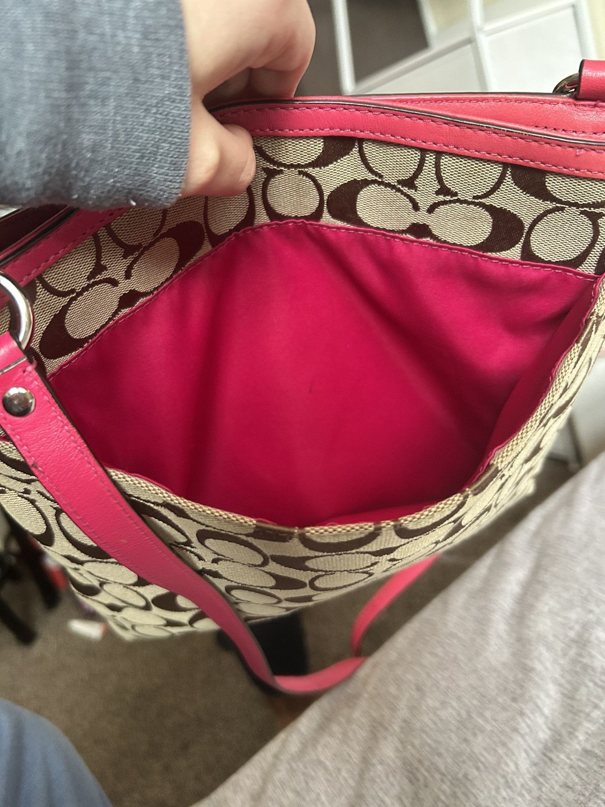 Coach Coach Y2K Signature Stripe File Bag - Khaki / Pink Size ONE SIZE - 5 Thumbnail