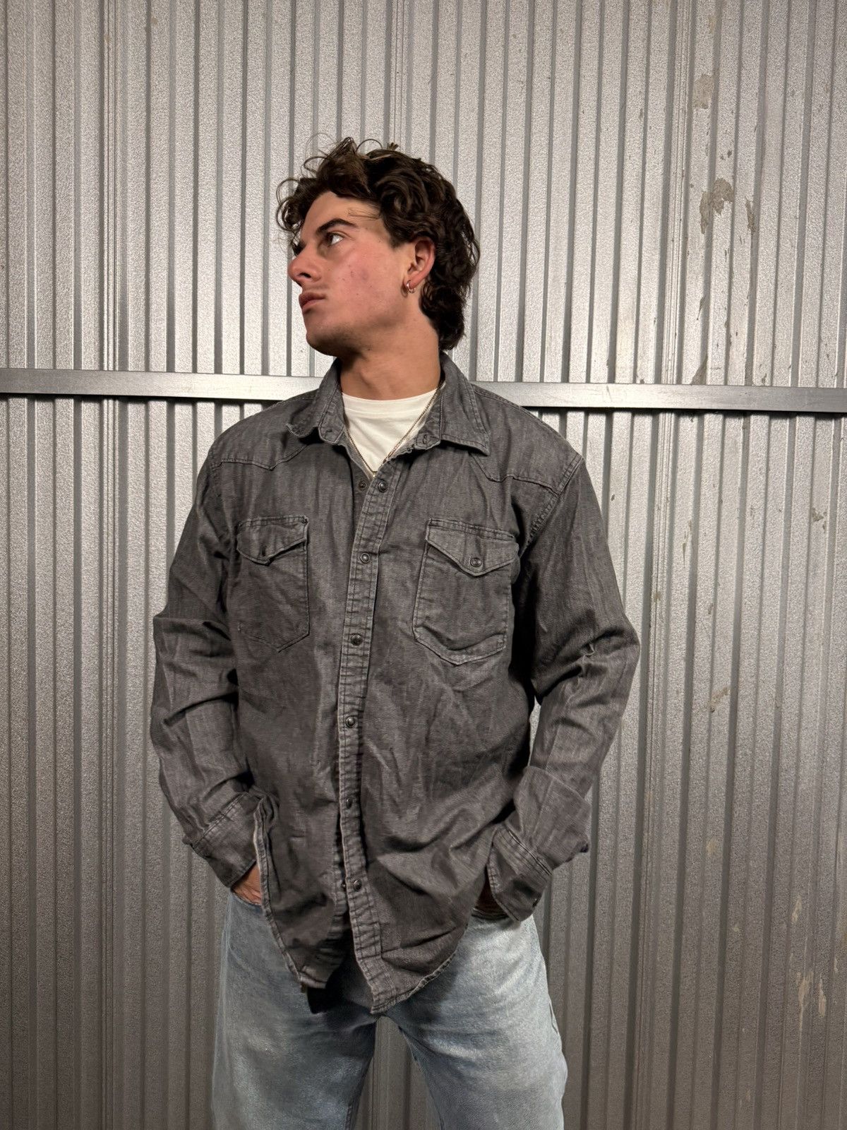 Wrangler Vintage Wrangler Dark Grey Pearl Snap Western Button Up Size US XL / EU 56 / 4 - 1 Thumbnail