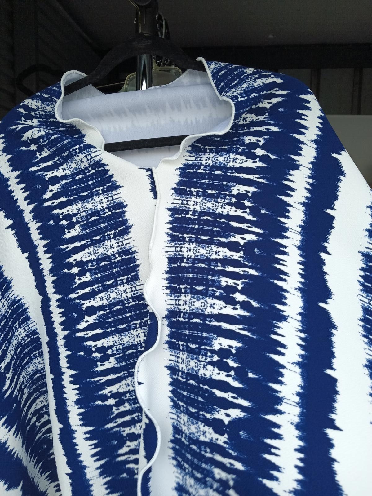 Designer Stylish Blue & White Printed Poncho Size ONE SIZE - 4 Thumbnail