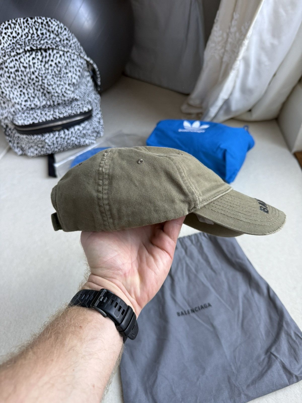 Balenciaga Balenciaga x Demna khaki military logo cap hat Grail L Size ONE SIZE - 6 Thumbnail
