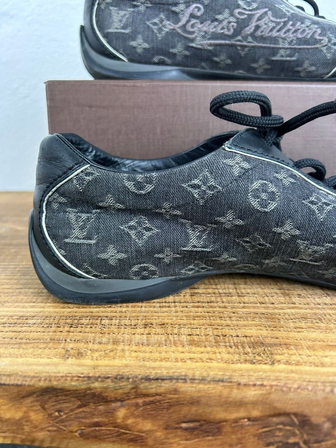 Louis Vuitton Louis Vuitton Denim And Leather Monogram Low Top Sneakers Size US 7.5 / IT 37.5 - 6 Thumbnail