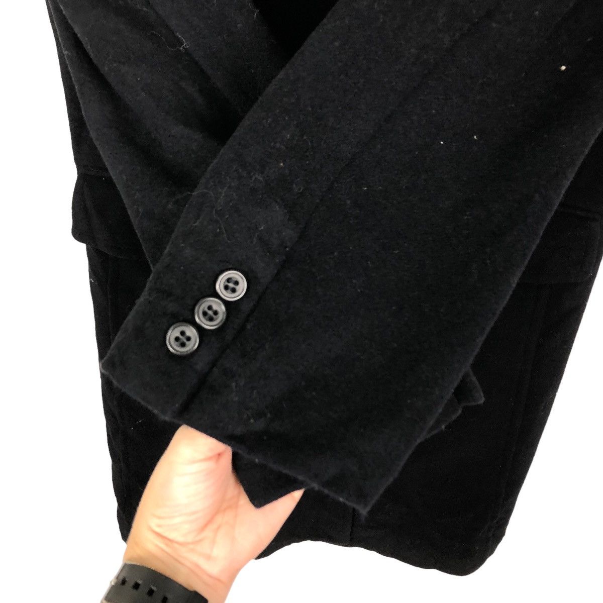 Comme Ca Ism RICH BLACK - HERRINGBONE WOOL DOUBLE BREAST LONG JACKET Size US M / EU 48-50 / 2 - 11 Thumbnail