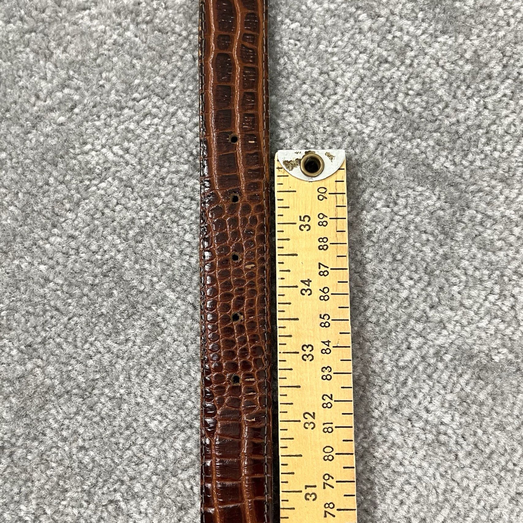 Vintage VINTAGE Just Jamie Belt Womens Size 34 85cm Italian Alligator Calfskin Leather Brown Skinny Belt Vintage No Size ONE SIZE - 5 Thumbnail