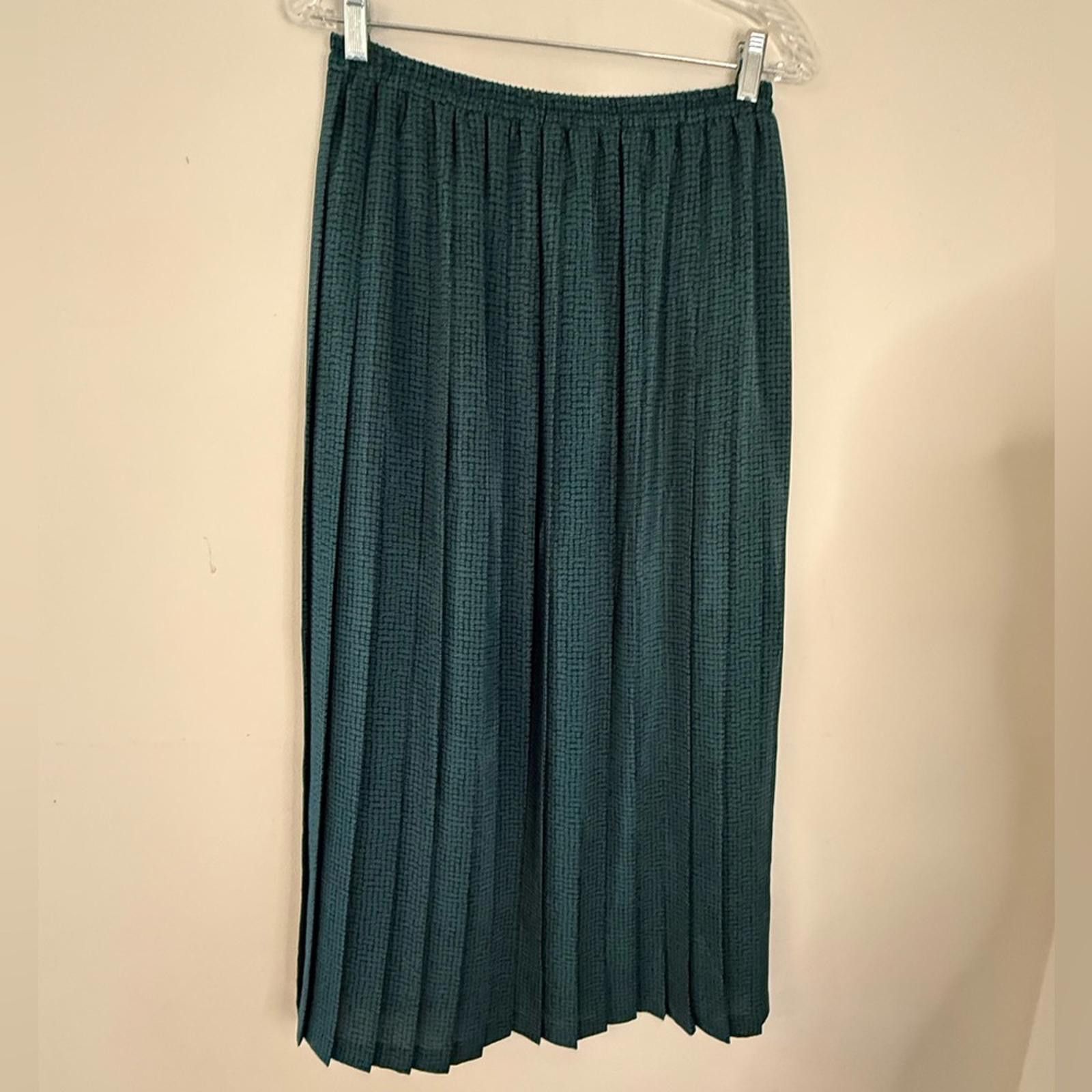Other Leslie Fay vintage green black pleated midi skirt SZ 8 Size 30" / US 8 / IT 44 - 1 Thumbnail