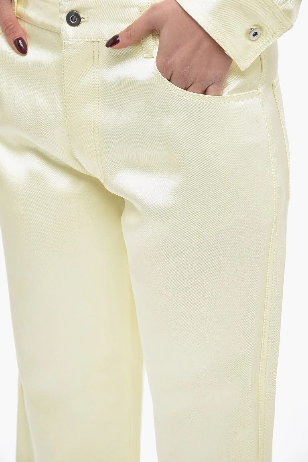 Bottega Veneta og1mm0426 Loose-Fit Viscose and Silk-Blend Pant in Yellow Size 28" / US 6 / IT 42 - 3 Thumbnail