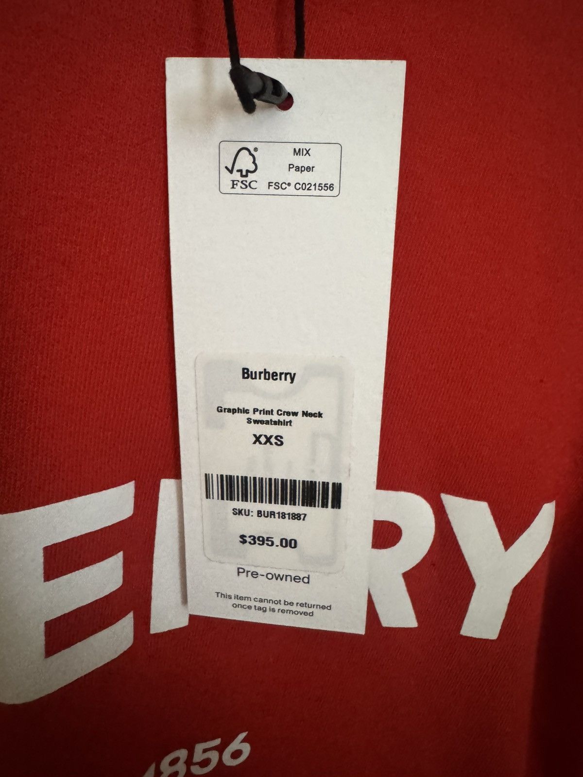 Burberry Burberry Red Graphic Print Crew Neck Sweatshirt Size US XXS / EU 40 - 4 Thumbnail