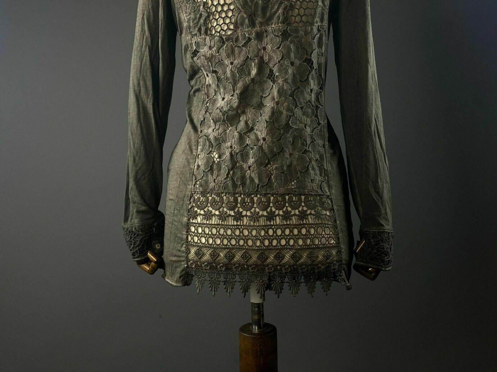 Designer Ladies Tredy Grey Mesh Floral V-Neck Tunic Dress Size 36 Size M / US 6-8 / IT 42-44 - 8 Thumbnail