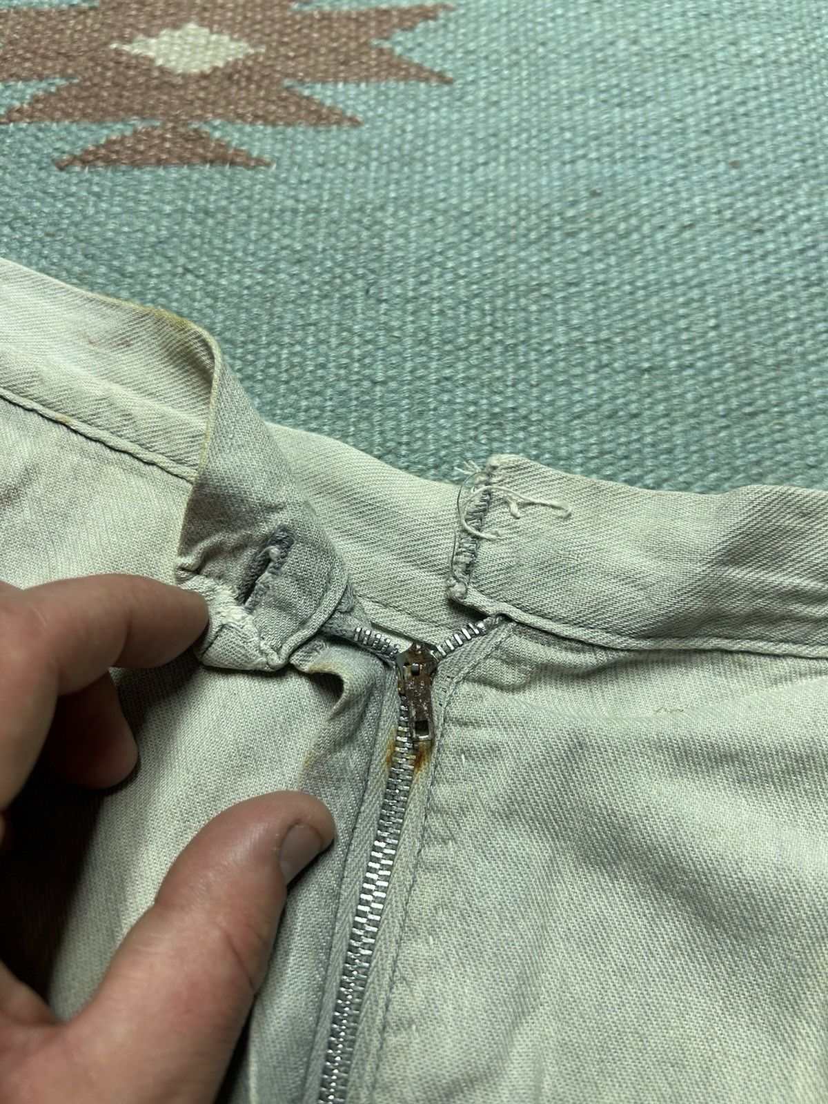 Vintage Vtg 50 women work pants cotton farm repaired pedal pusher 36 Size 36" / US 14 / IT 50 - 13 Thumbnail