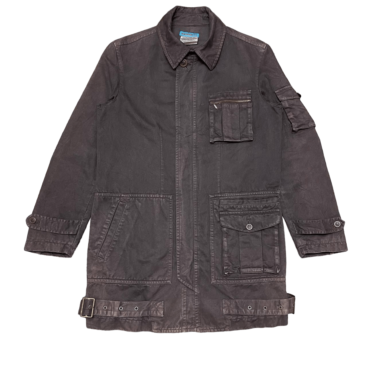 image of Archival Clothing x Katharine Hamnett London Vintage Hamnett Multi Pocket Overcoat (Size Medium)