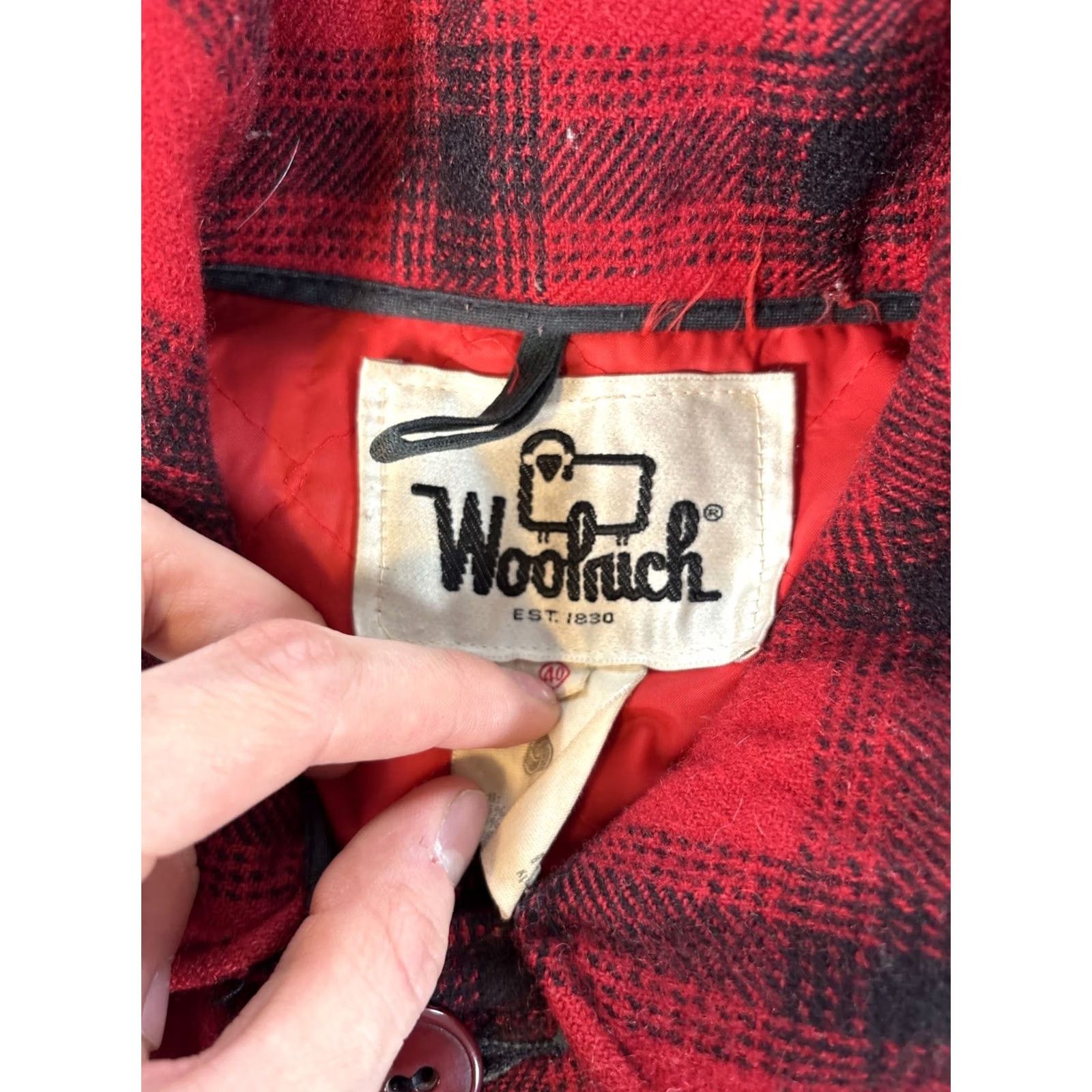 Vintage VINTAGE Woolrich 523 Chore Coat Mens 40 Buffalo Plaid Mackinaw Wool Jacket Coat Regular Red Plaid USA 60s Mens Size US XXS / EU 40 - 6 Thumbnail