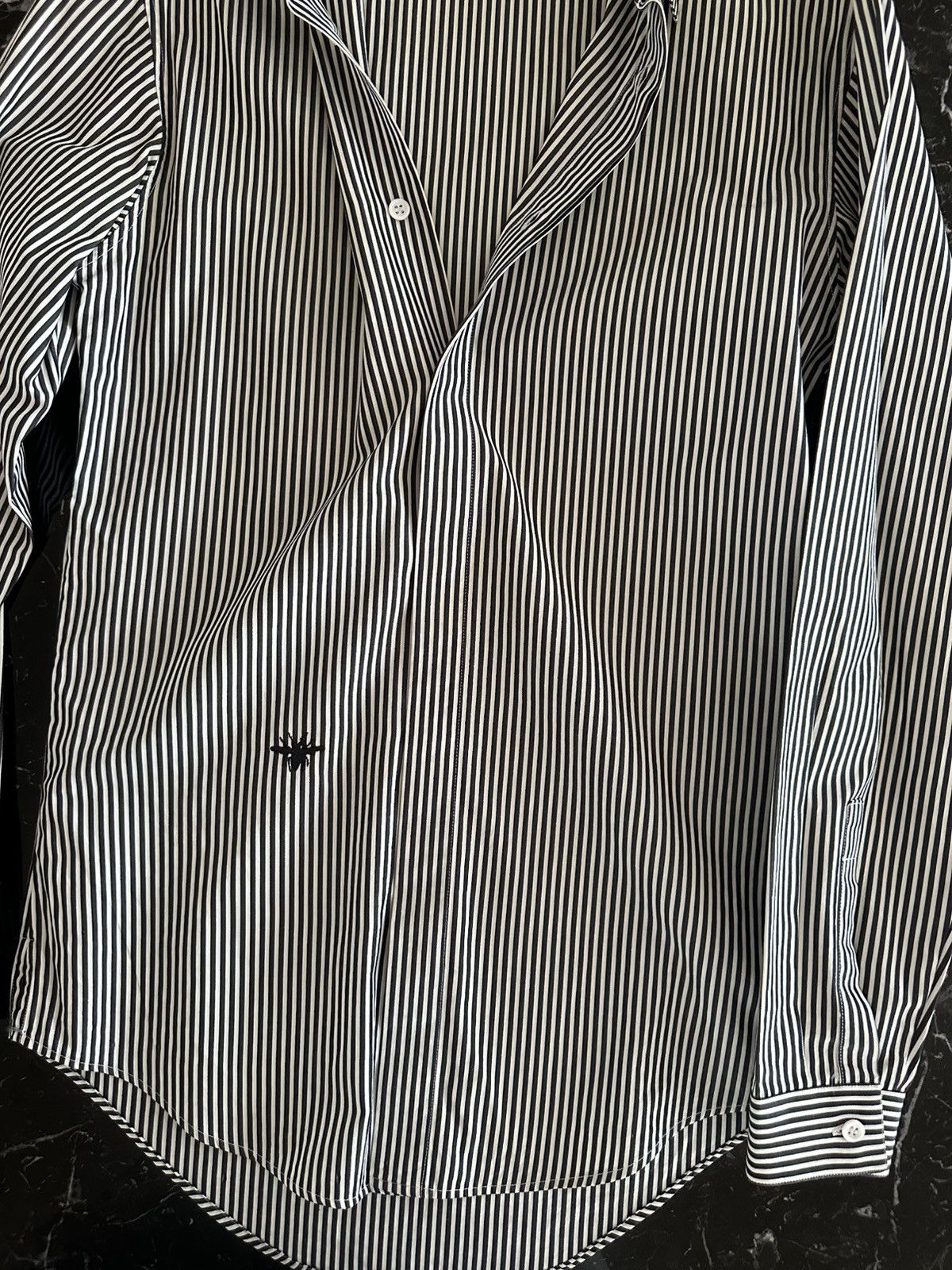 Dior FW06 B&W Striped Cotton Poplin Shirt Bee Embroidery sz 37 Size US S / EU 44-46 / 1 - 7 Thumbnail