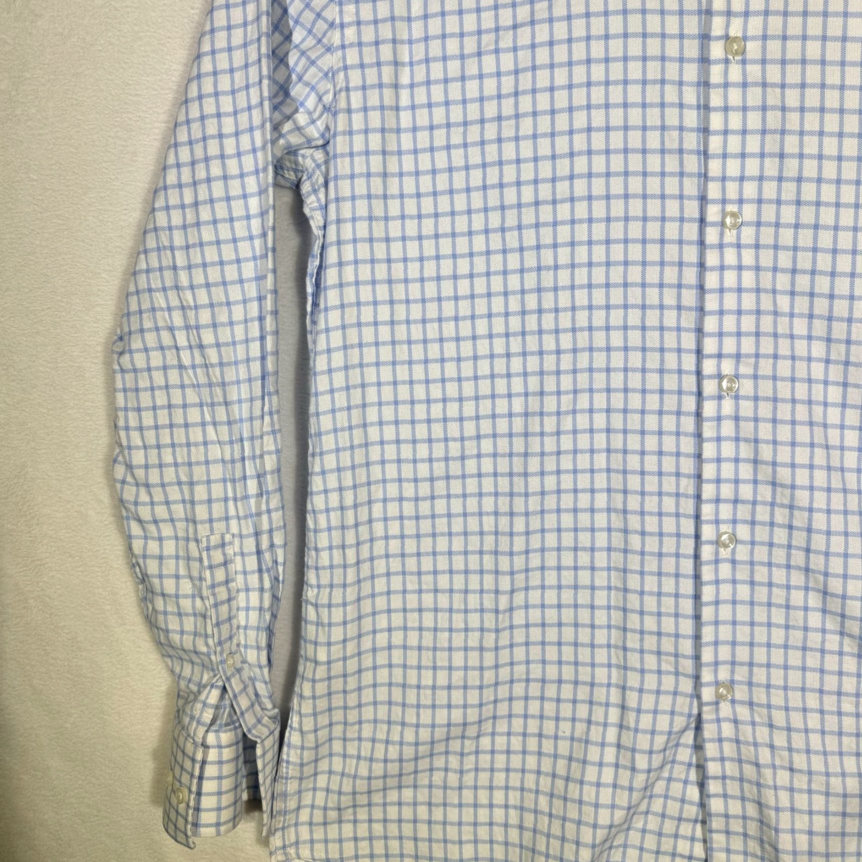 Hugo Boss Hugo Boss Dress Shirt Blue White Check Slim Fit 17 / XL Button-Up French Cuff Mens Size 46R - 4 Thumbnail