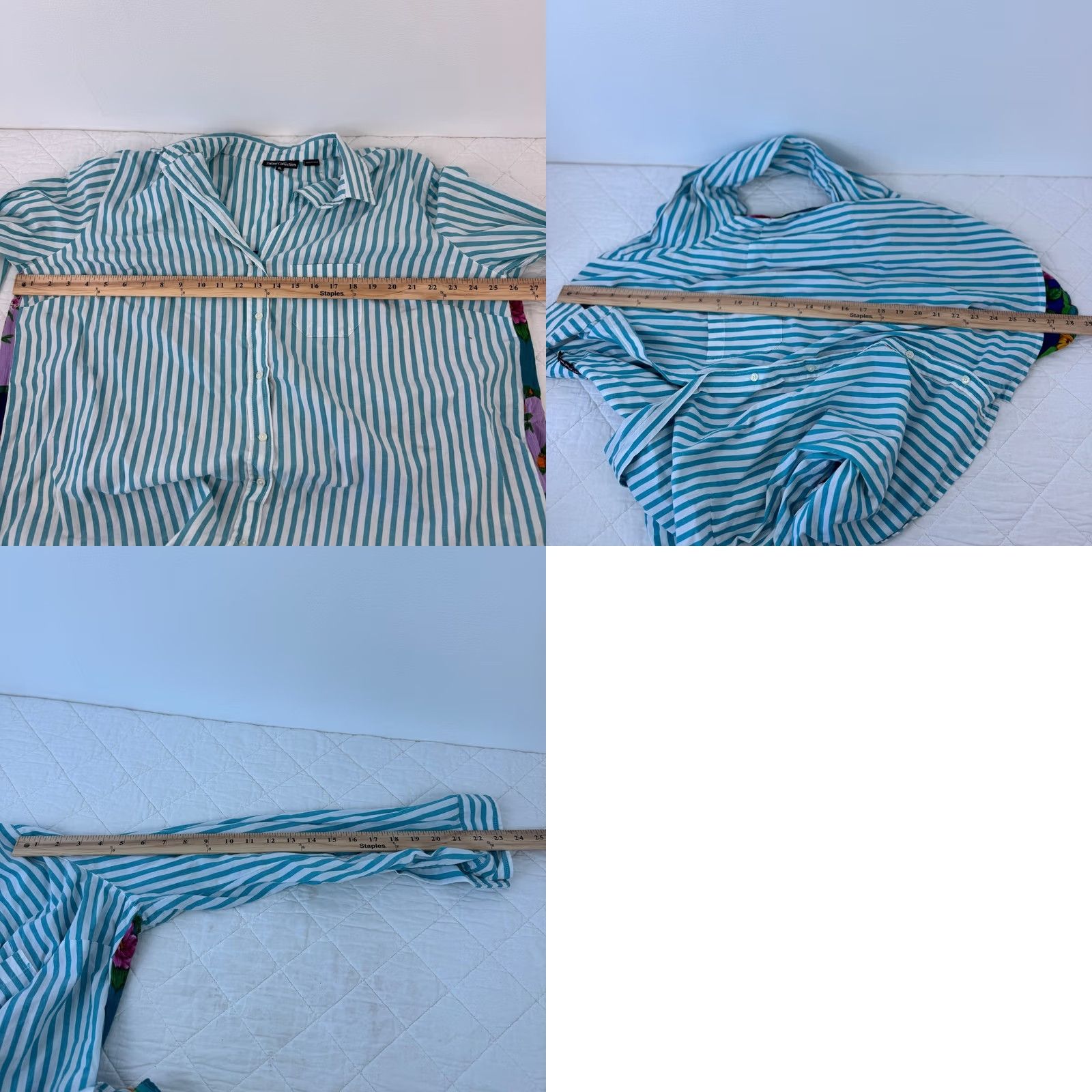 Vintage Tolani Collection Striped Floral Patchwork Mixed Media Button Down Shirt XL Women Size XL / US 12-14 / IT 48-50 - 9 Thumbnail