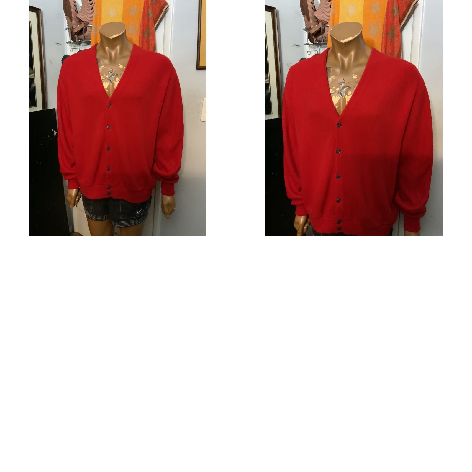Vintage VINTAGE Pine State Red Knit Rockabilly Atomic Cardigan Sweater XL Sz. XL Size US XL / EU 56 / 4 - 8 Thumbnail