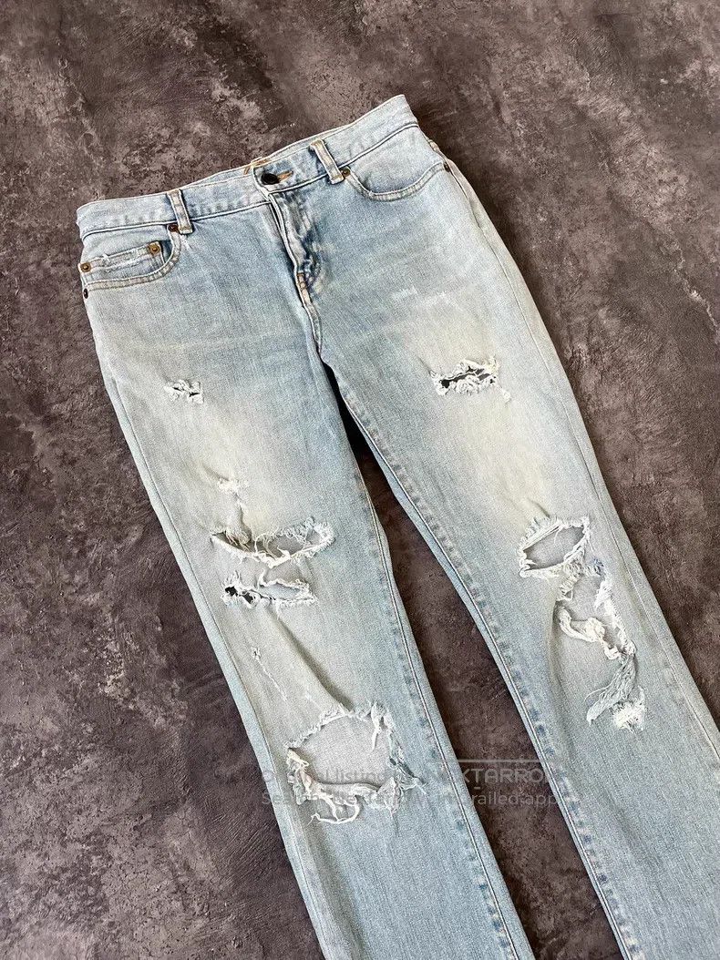 Saint Laurent Paris Saint Laurent Paris Light blue water-washed destroyed Size US 28 / EU 44 - 2 Thumbnail