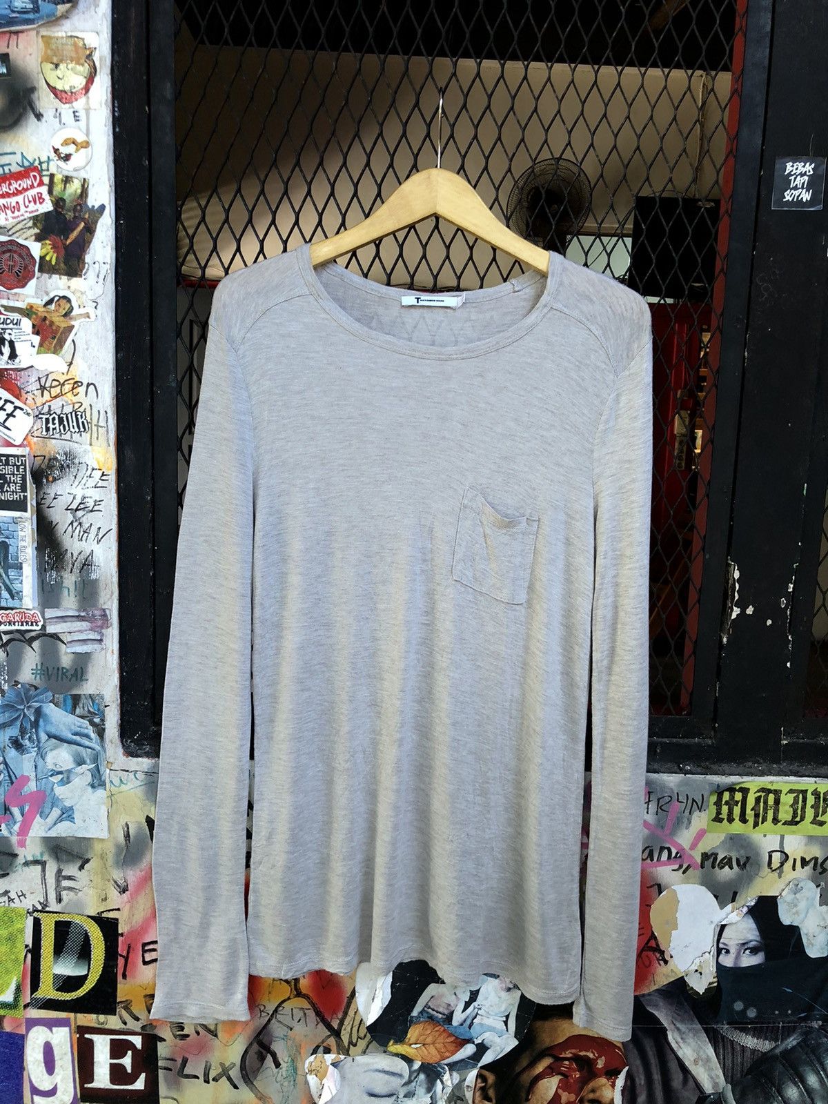 image of Alexander Wang Long Sleeve Pocket in Grey, Women's (Size Small)