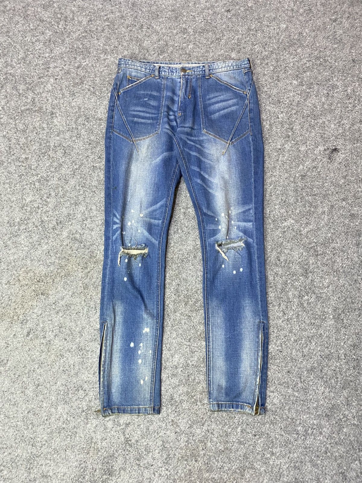 Number (N)ine Number (N)ine Distressed Denim Pants Size US 32 / EU 48 - 1 Thumbnail