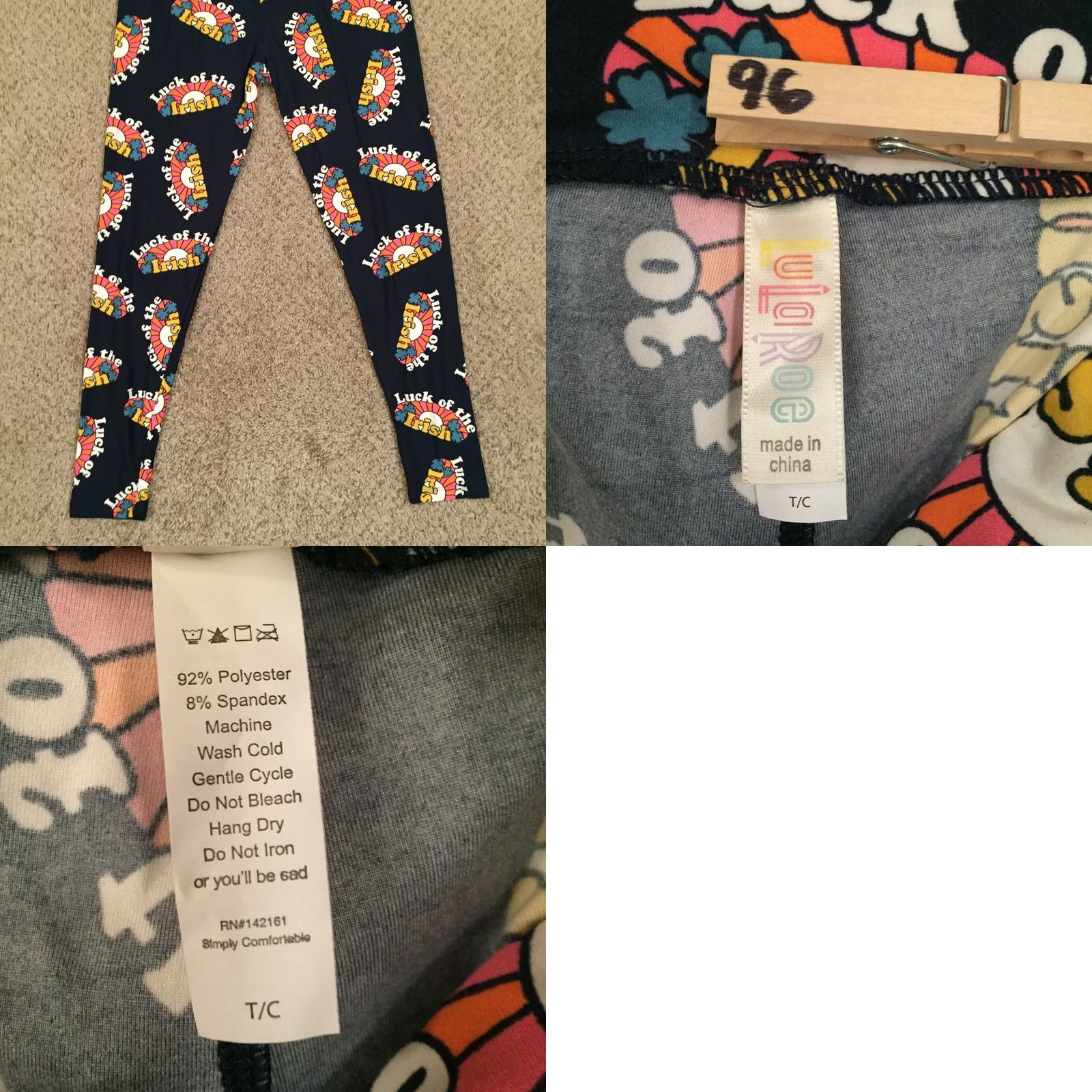 Vintage LuLaRoe Leggings Tall & Curvy TC Blue Luck Of The Irish NWOT Size 24" / US 00 / IT 34 - 8 Thumbnail