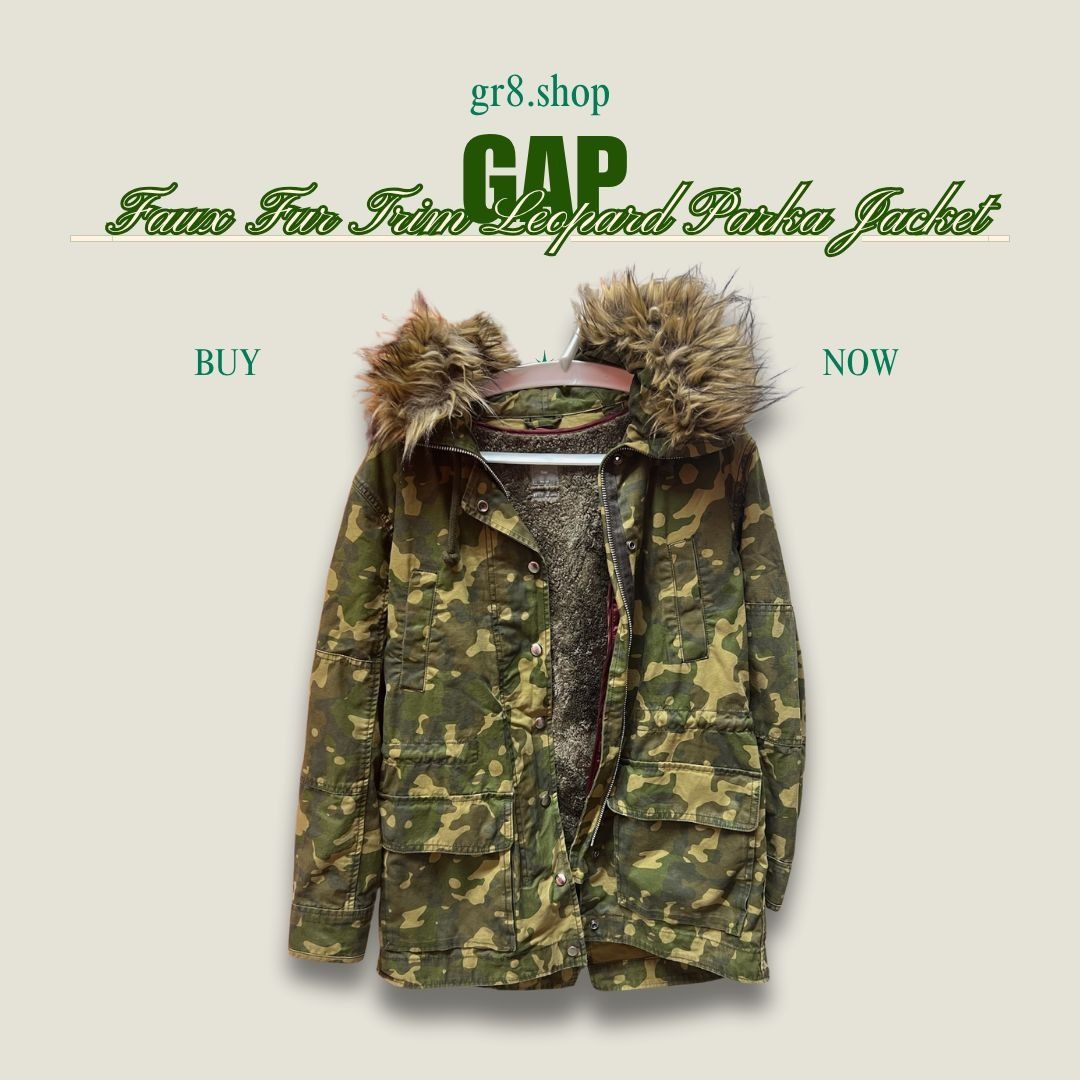 Gap Gap XS Camo Faux Fur Trim Parka Jacket With Leopard Print Li Size XS / US 0-2 / IT 36-38 - 1 Thumbnail