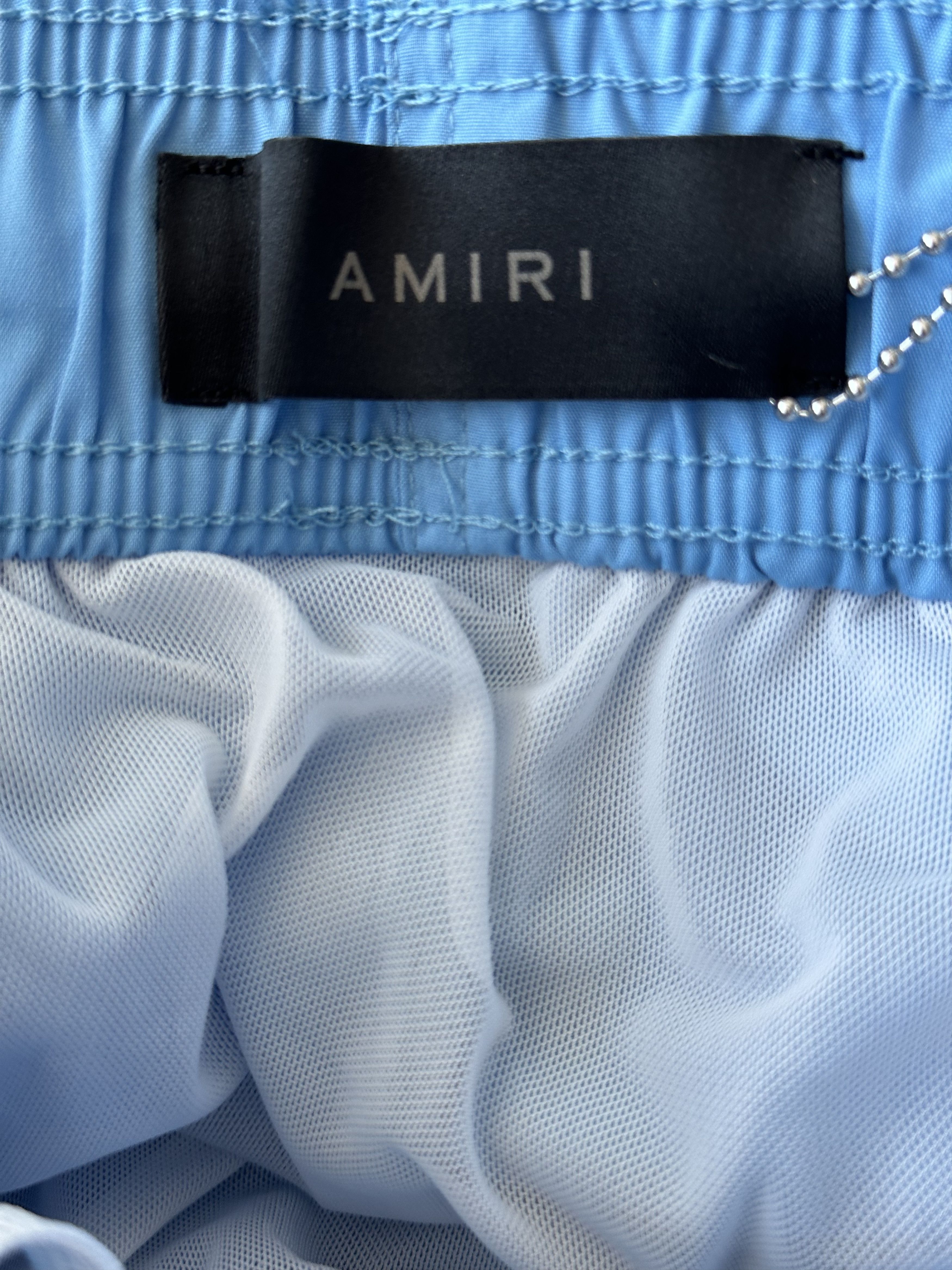 Amiri Amiri Blue & White MA Bar Logo Swimshorts Size US 40 / EU 56 - 3 Thumbnail