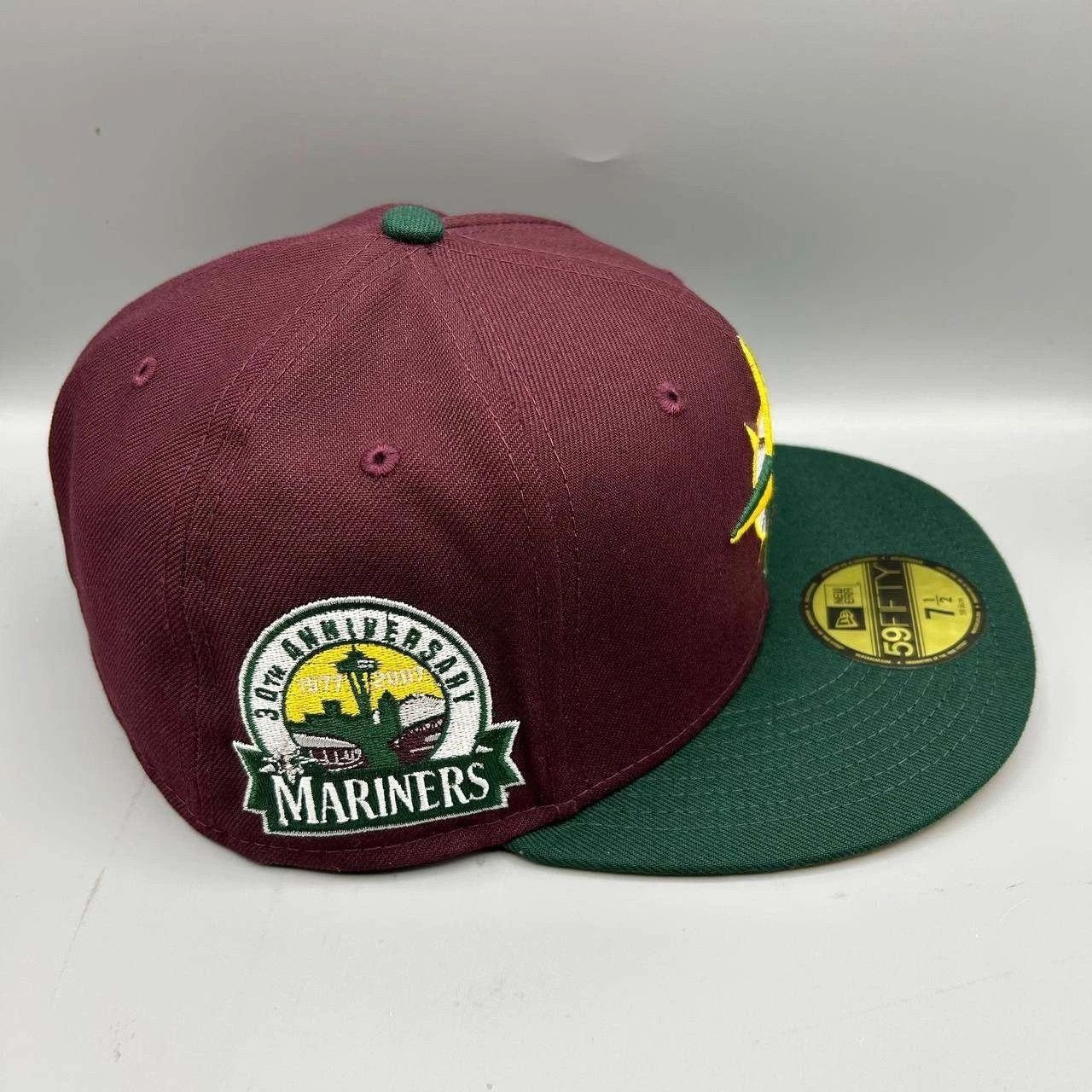 New Era Seattle Mariners Hat Men 7 1/2 Red Green MLB Fitted Cap New Size ONE SIZE - 6 Thumbnail
