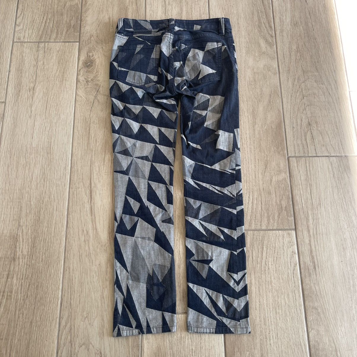 Issey Miyake A-POC Inside Geometric Prism Pattern Denim Jeans Size US 27 - 2 Thumbnail