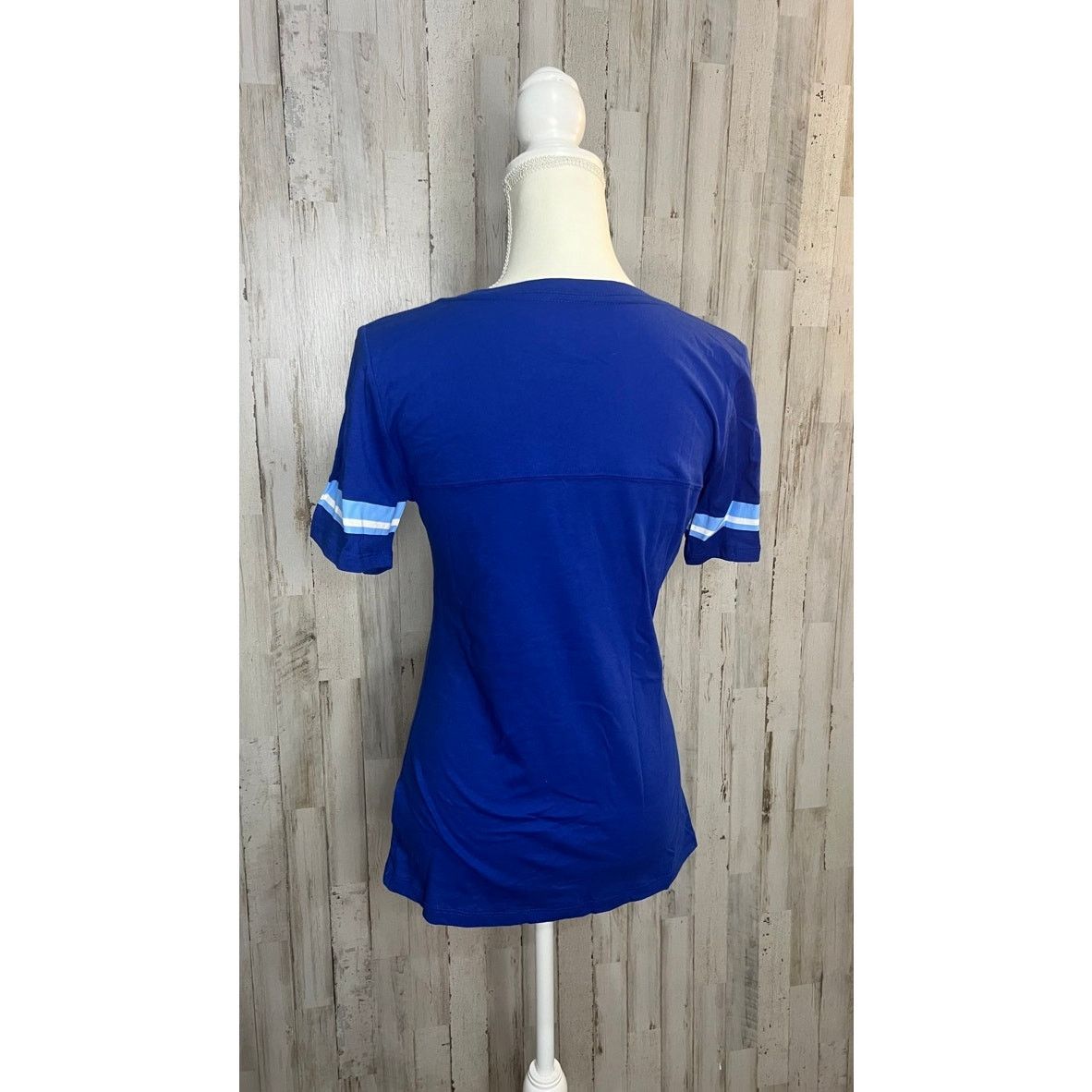 MLB NWT Women's Medium Kansas City Royals Blue Striped T-Shirt Size M / US 6-8 / IT 42-44 - 3 Thumbnail