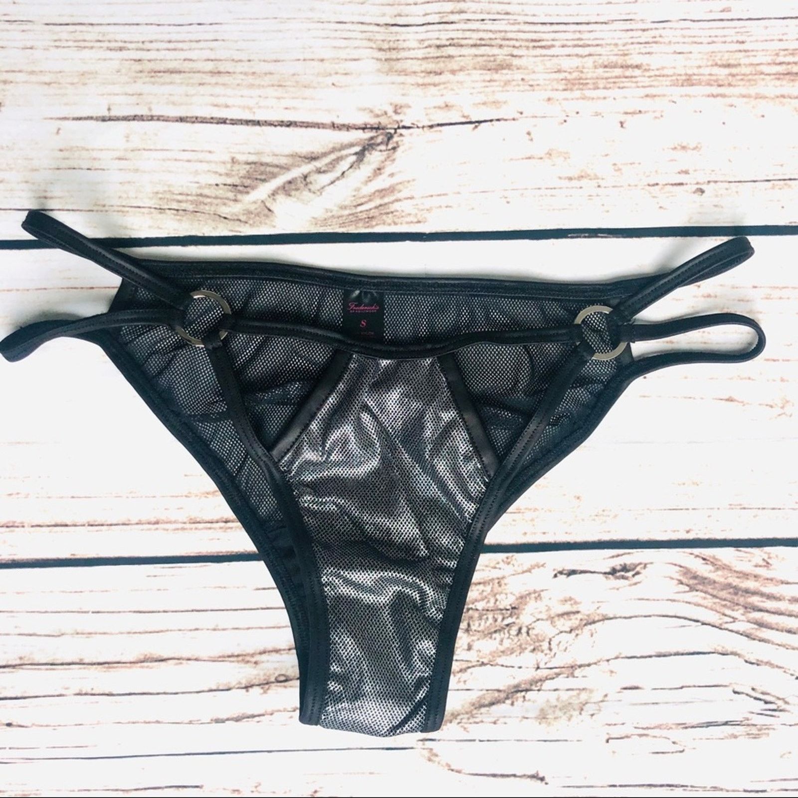 Other NEW Frederick's of Hollywood Zarra Metallic Mesh Bra Panty Size ONE SIZE - 4 Thumbnail