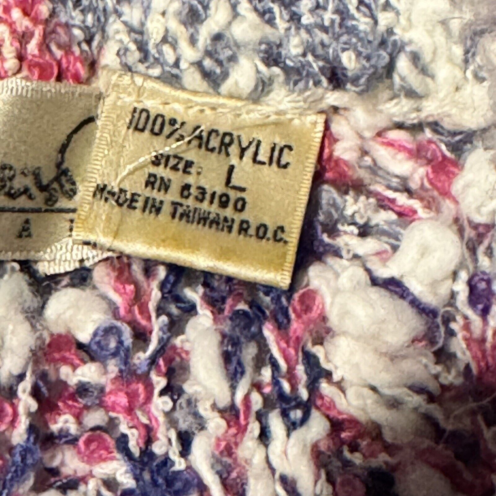 Gloria Vanderbilt Vintage 80s Sweater Womens L Popcorn Bouclé Knit Pastel Boho Size L / US 10 / IT 46 - 6 Thumbnail