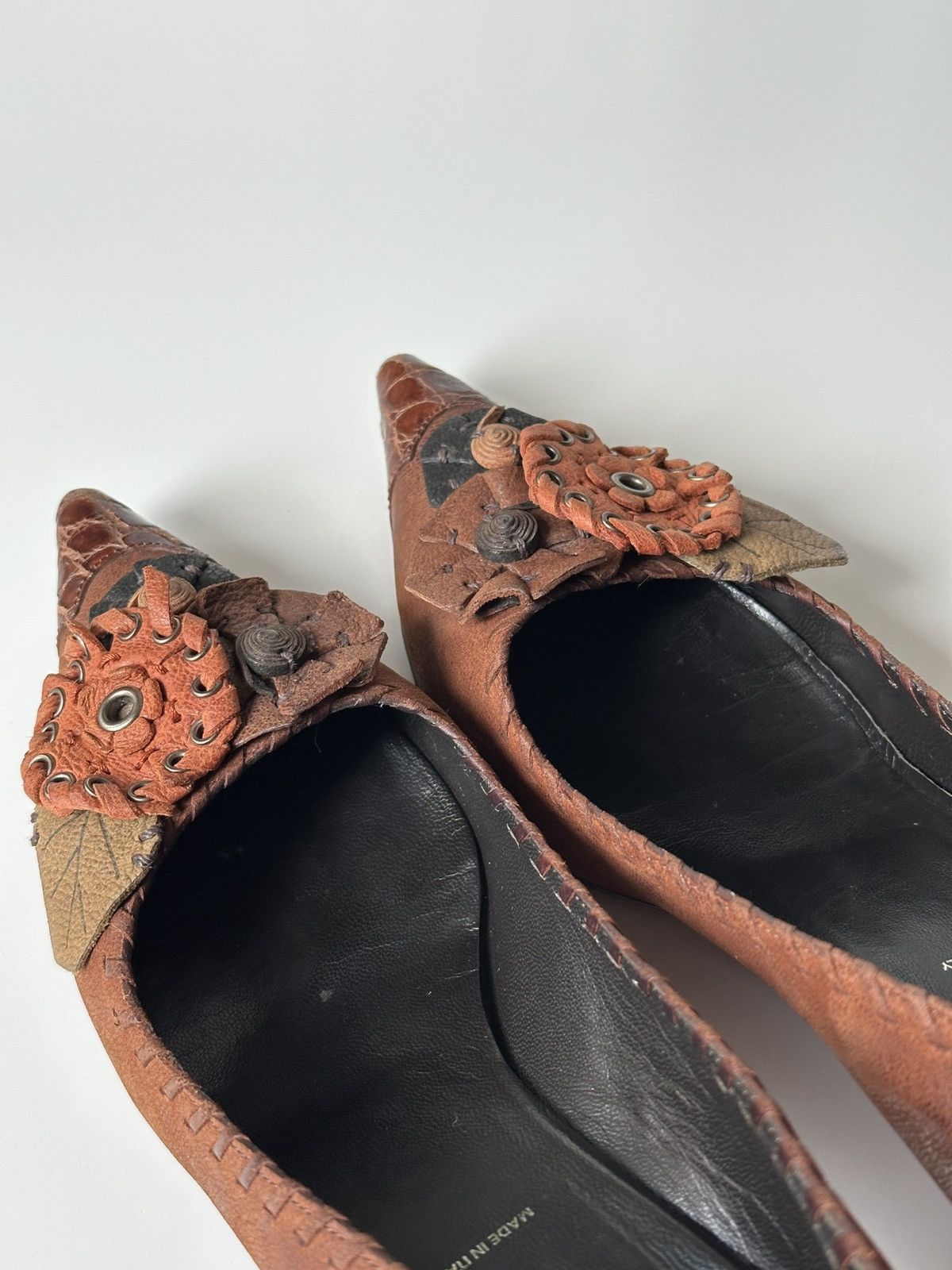 Prada PRADA Kitten Heels Grunge Brown Leather size 37 / US 7 Y2K Size US 7 / IT 37 - 12 Thumbnail
