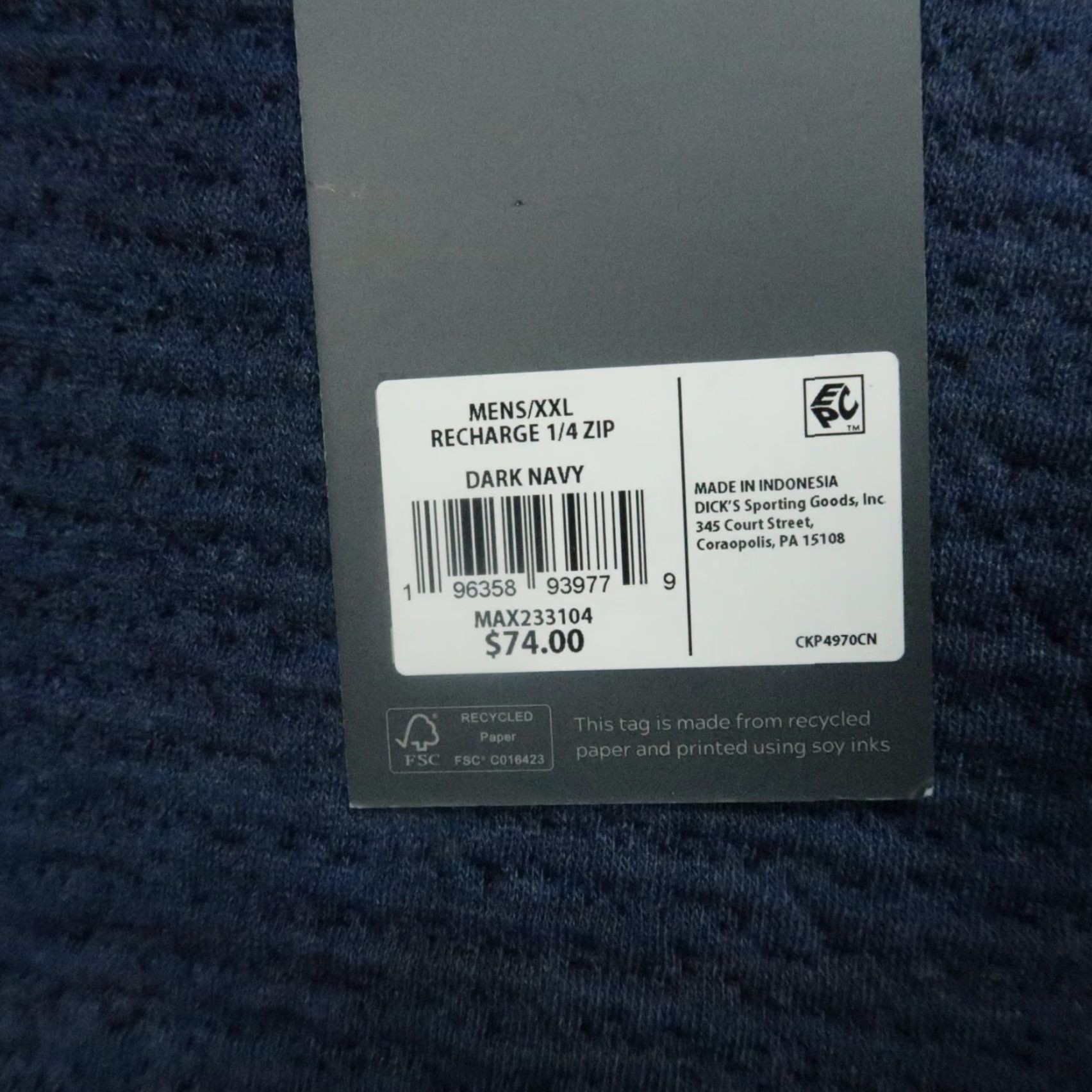 Vintage VRST Pullover Mens XXL Navy Blue Recharge Performance Quarter Zip NWT Size US XXL / EU 58 / 5 - 4 Thumbnail