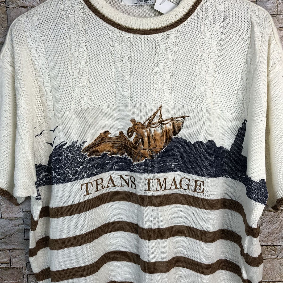 Homespun Knitwear × Japanese Brand A Maggio White Knitwear short sleeve vintage japan #A225 Size L / US 10 / IT 46 - 4 Thumbnail