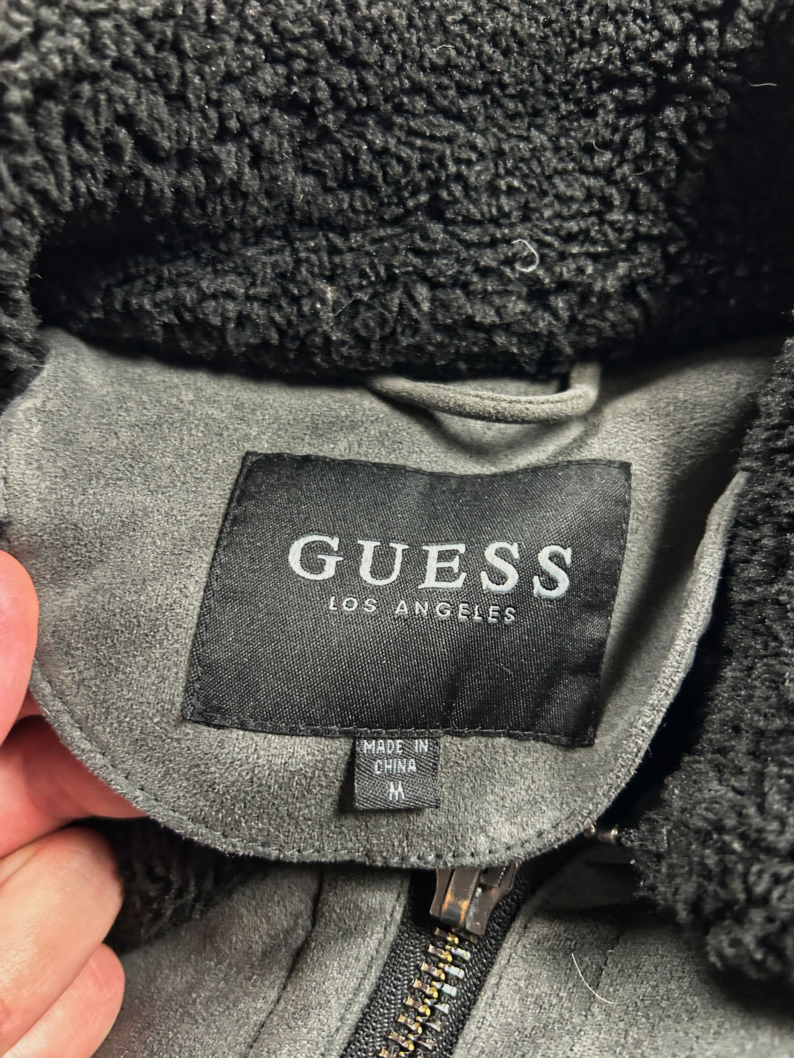 Guess Vintage Suede Bomber Jacket Sherpa Collar Minimalist Size US M / EU 48-50 / 2 - 8 Thumbnail
