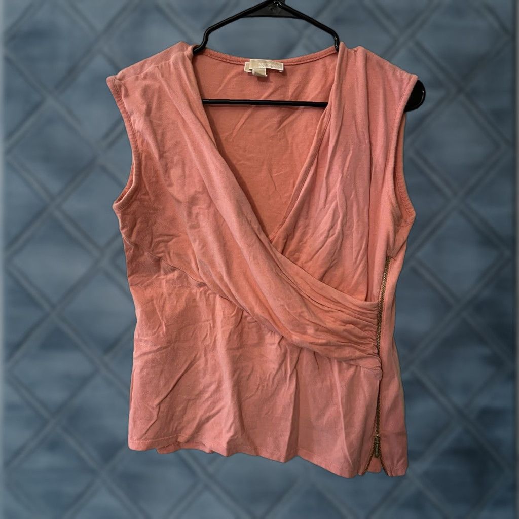 Michael Kors MICHAEL Michael Kors tank top Salmon Pink L V-Neck Women Size L Cotton Blend Shirt/Top Size L / US 10 / IT 46 - 1 Thumbnail