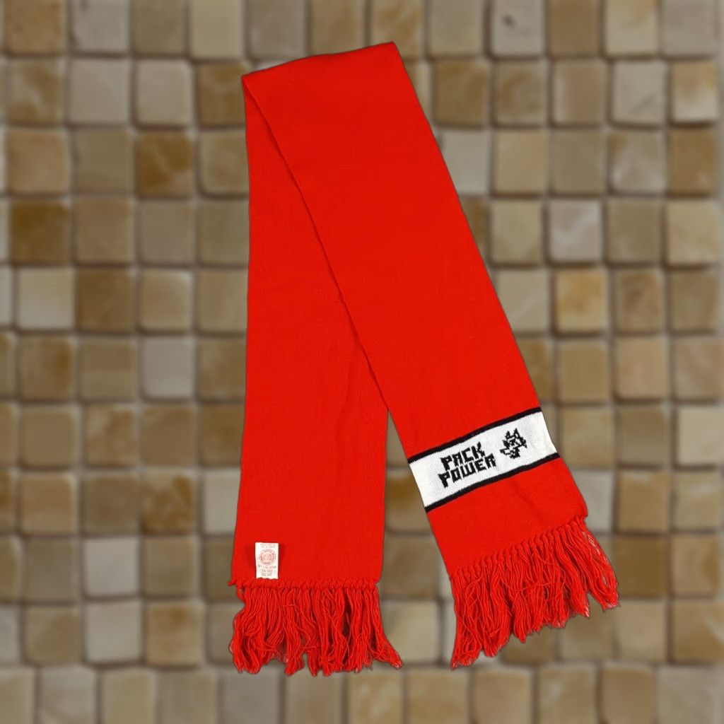 Vintage VINTAGE 80s Ice Inc NCSU Wolf Pack Scarf Red Cotton Fringe Tassel Retro College Football Unisex Size ONE SIZE - 1 Thumbnail